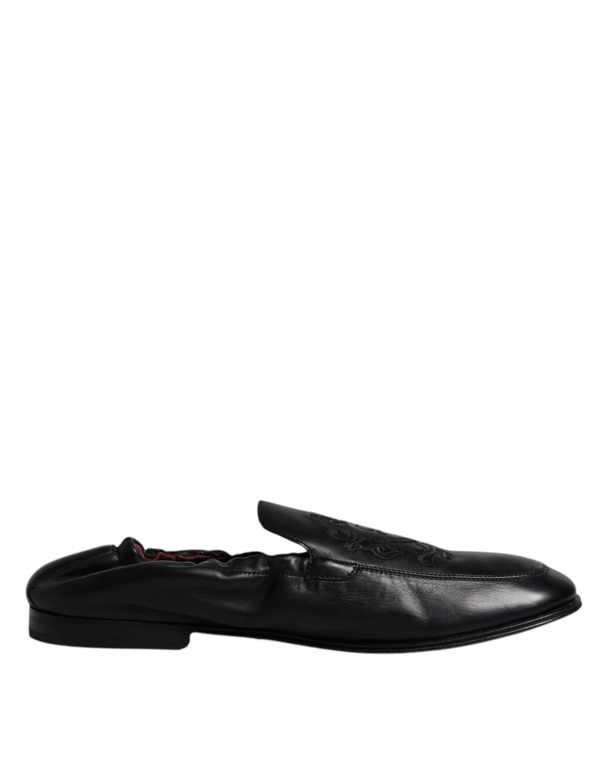 Pánské elegantní boty z černé kůže s vyšívaným logem