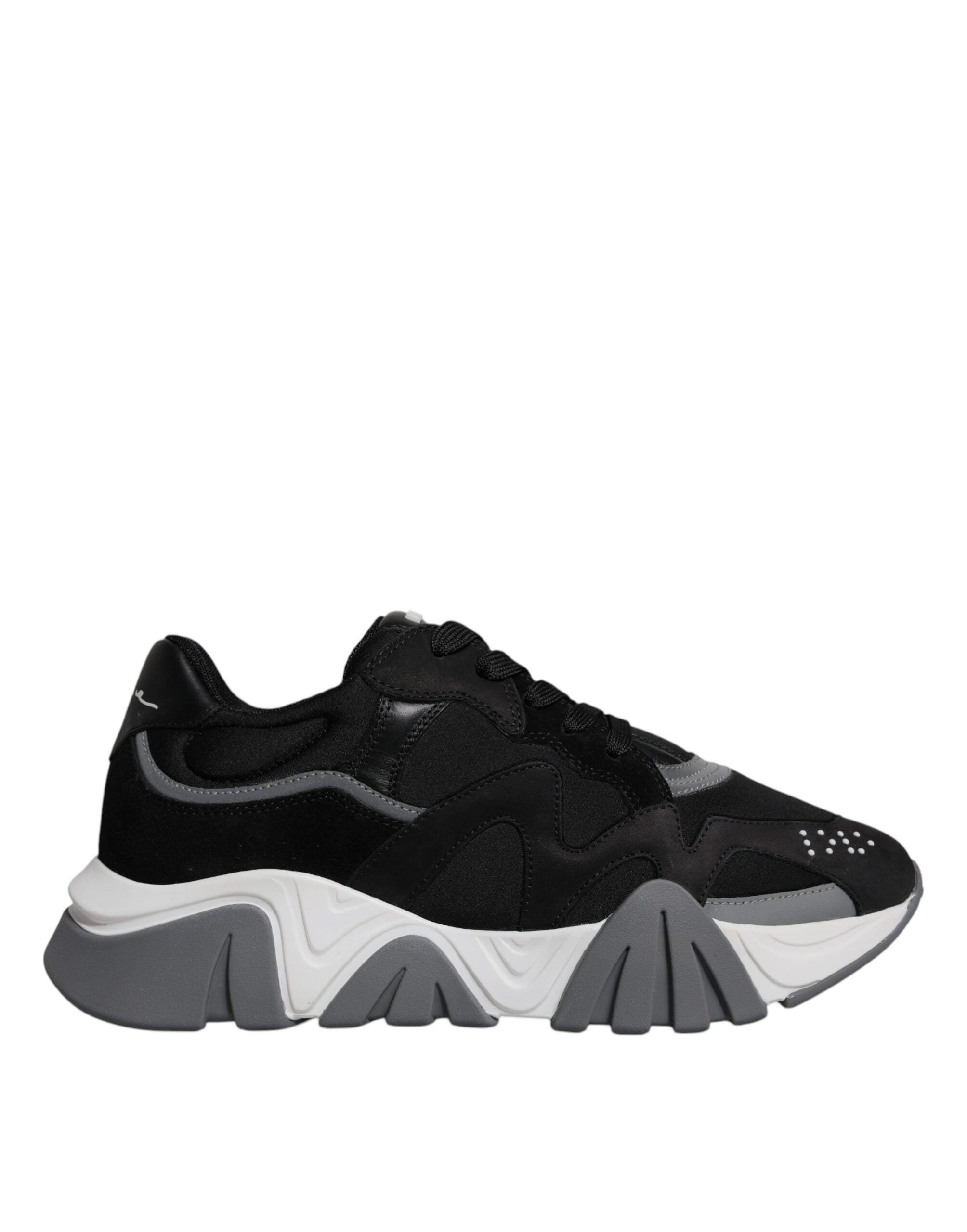 Černé kožené neoprenové robustní nízké tenisky Squalo Shoes