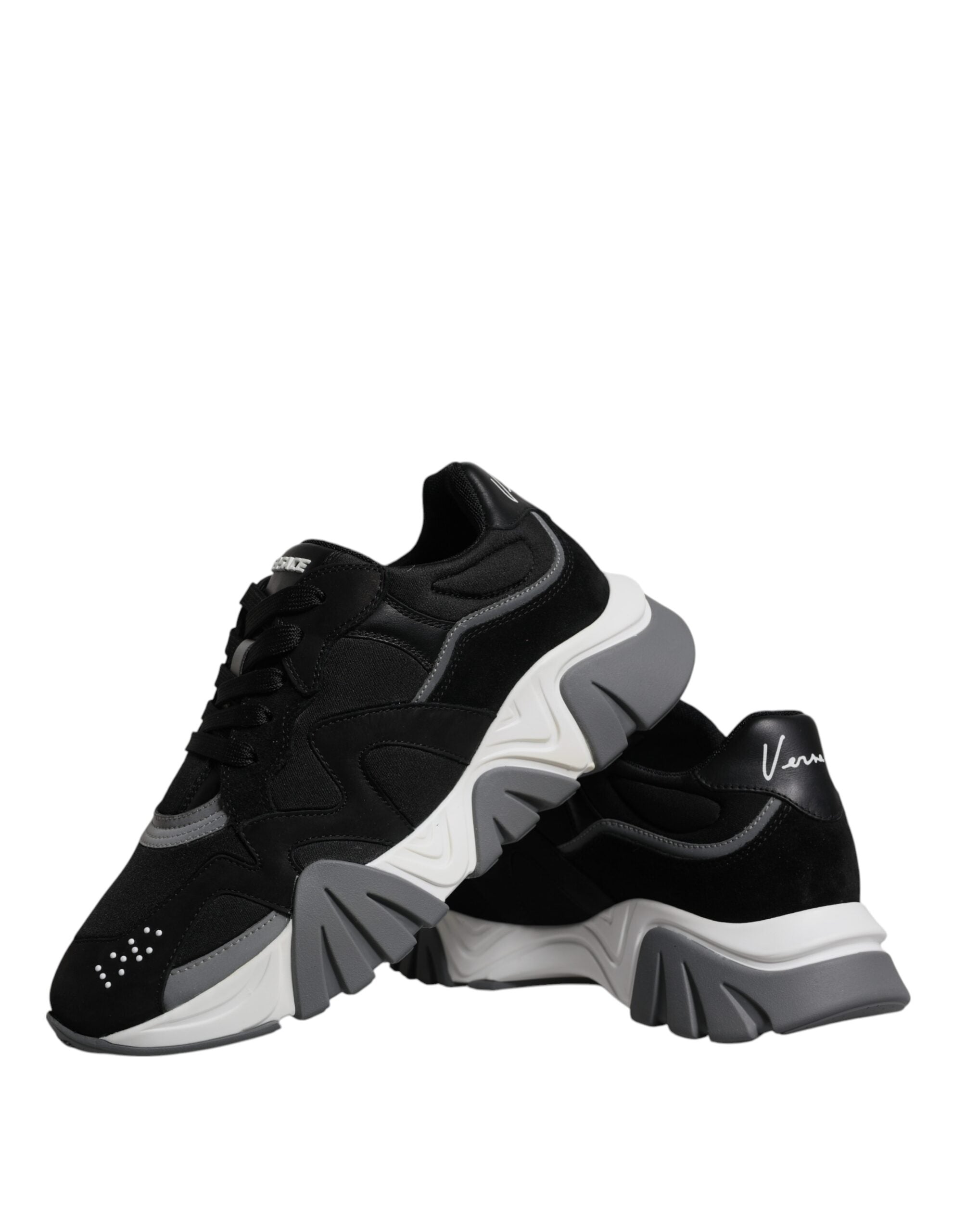 Černé kožené neoprenové robustní nízké tenisky Squalo Shoes