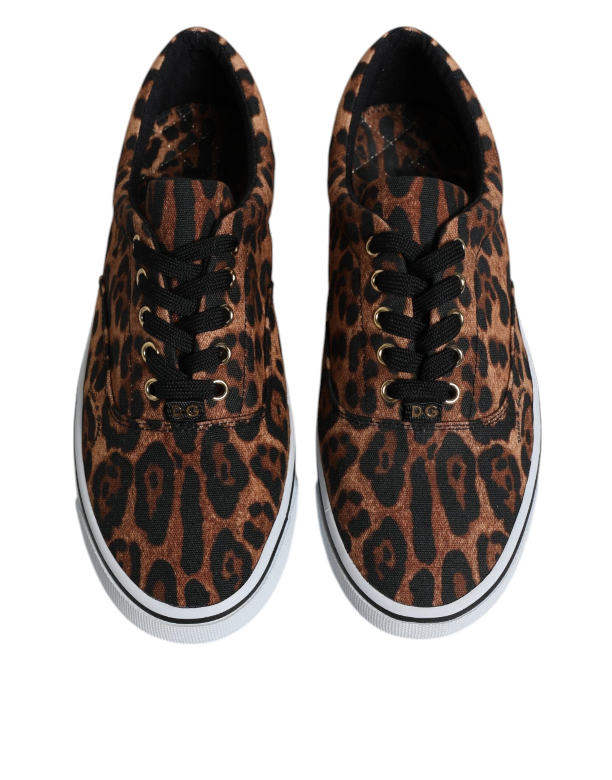 Hnědé bavlněné tenisky s leopardím logem