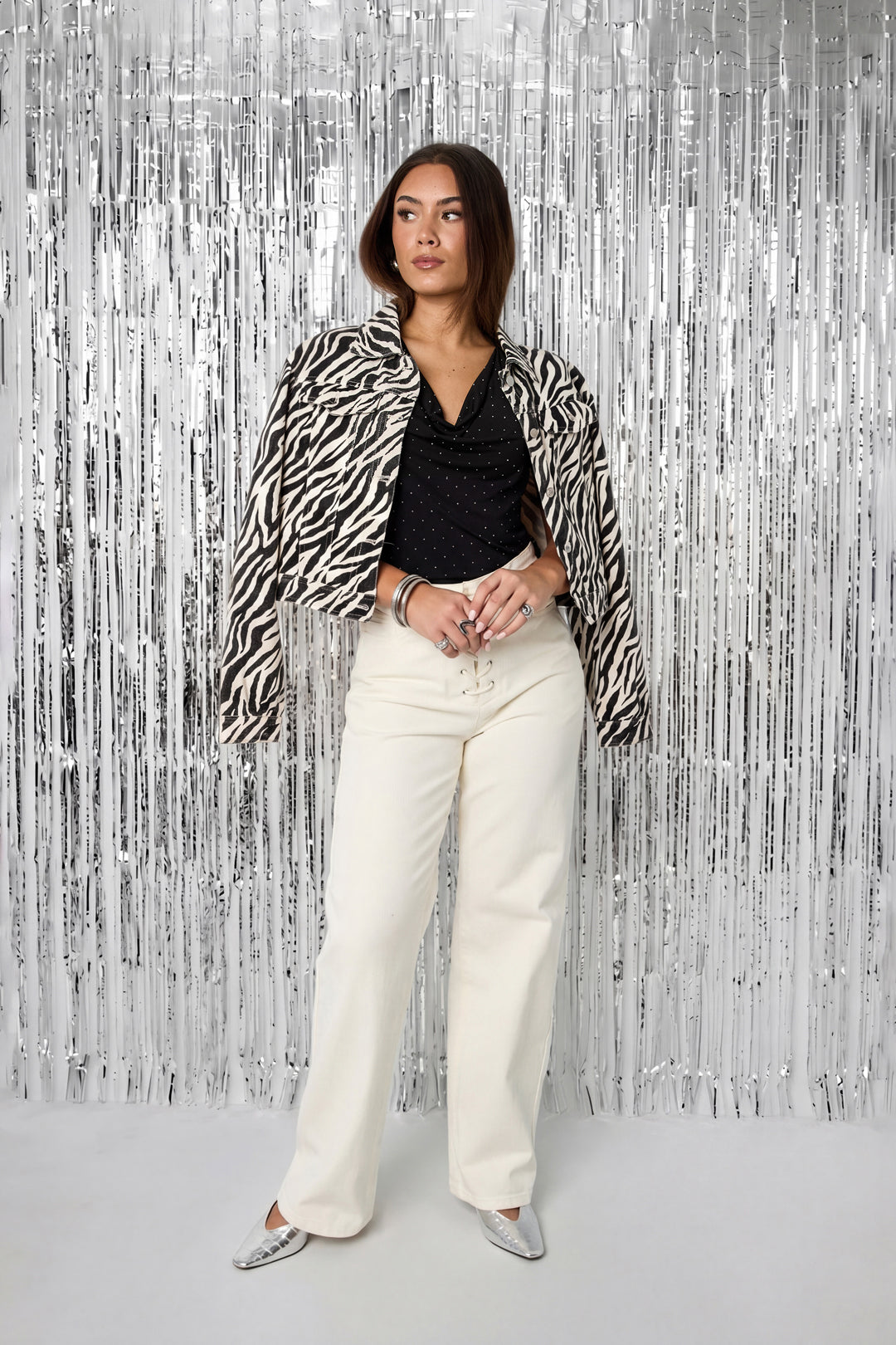 Cotton Denim Women's Jacket Street Elegant Specialty Animal Print