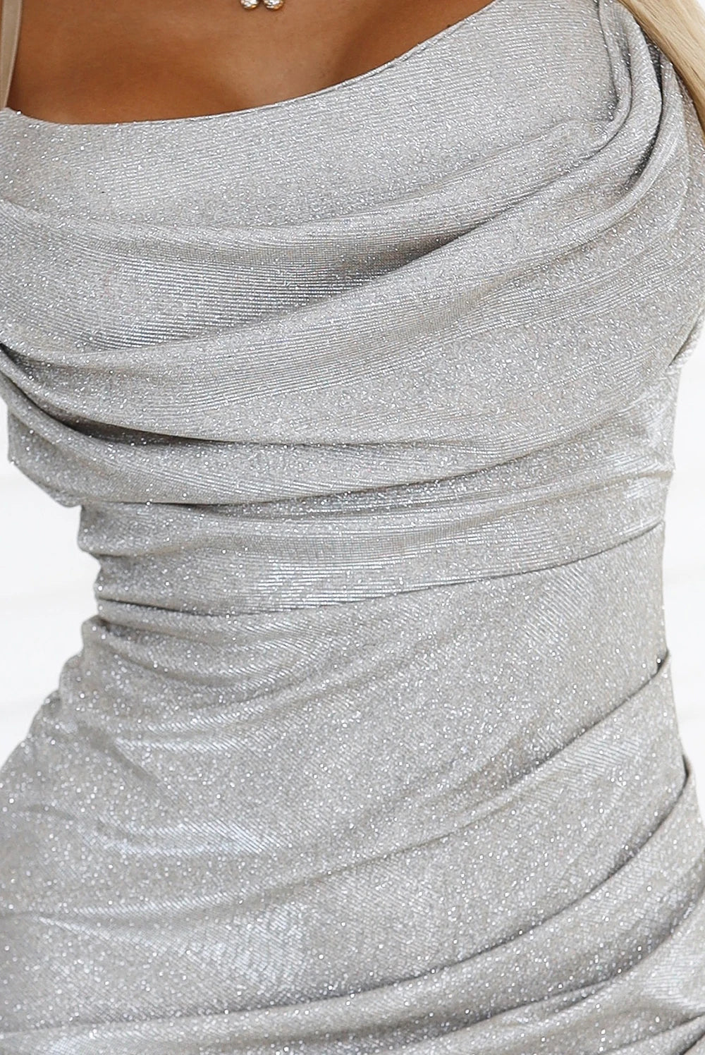 COSIMA Glossy, phenomenal draped dress – Champagne Colour
