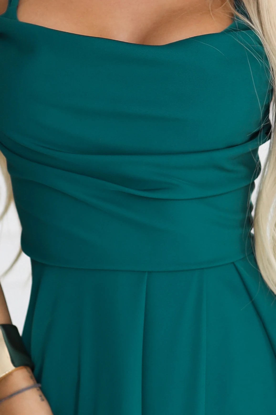 Maxi Dress with Straps with Corset Lace-Up Back and Slit – Bottle Green
