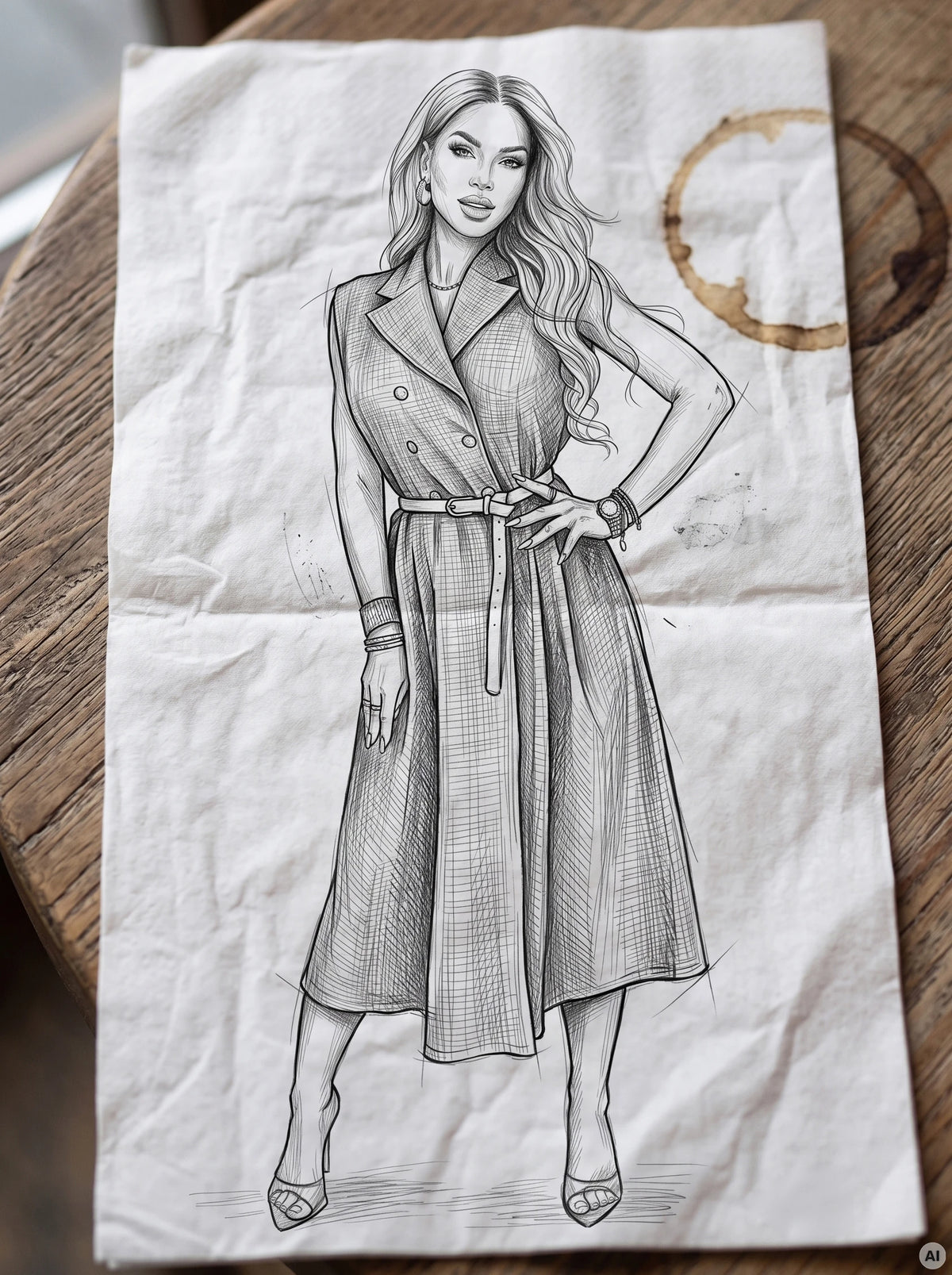 Elegant midi shirtdress with gold buttons and belt – Grey
