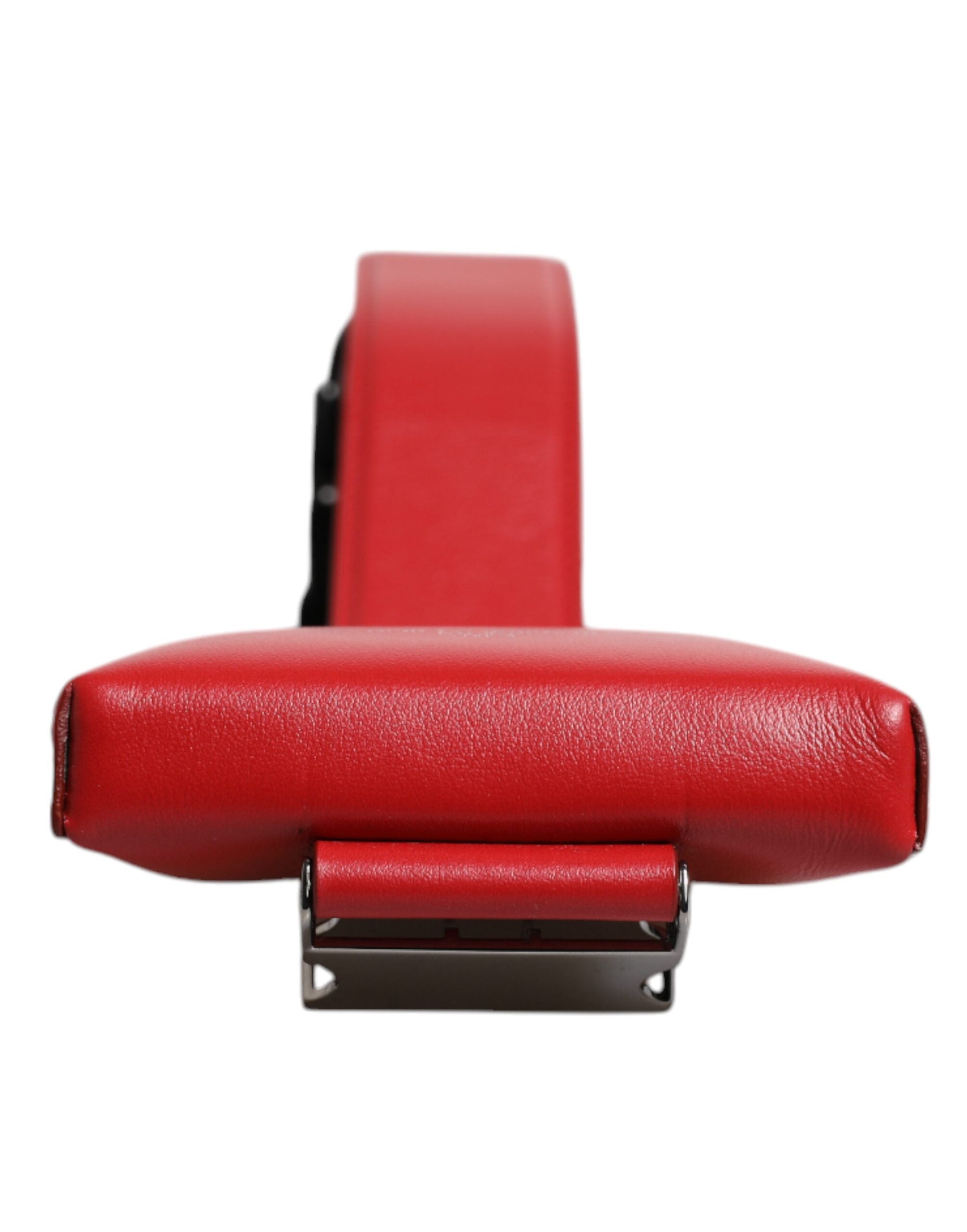 Červená kožená peněženka s logem na zip a širokým popruhem (kopírovaná)