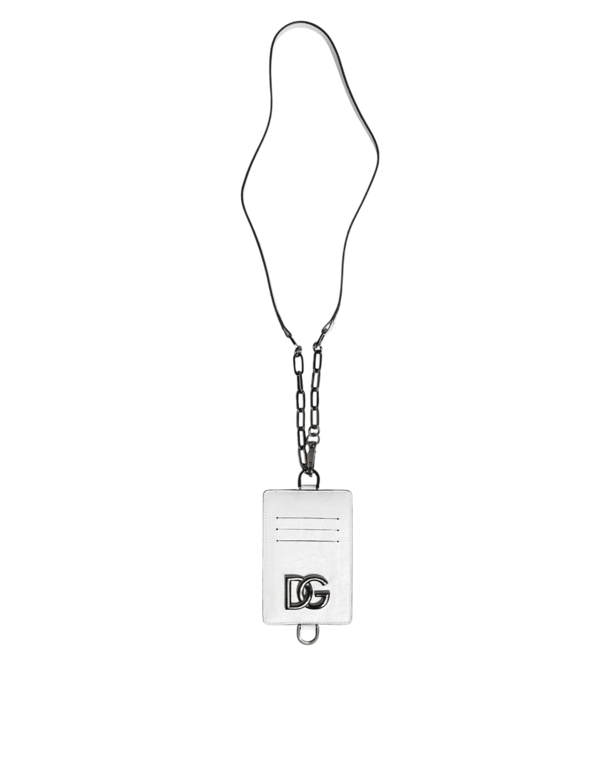 Bílá telecí kožená peněženka s logem na šňůrku