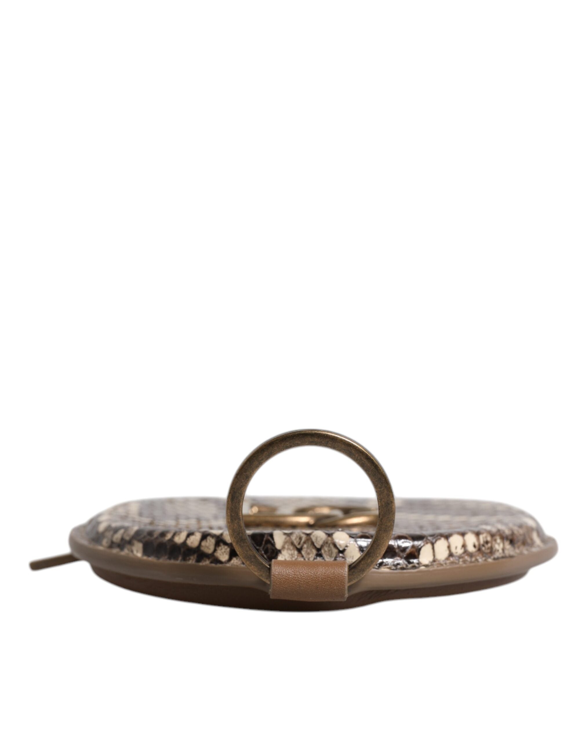 Hnědá kulatá kožená peněženka s logem DG a šňůrkou na mince