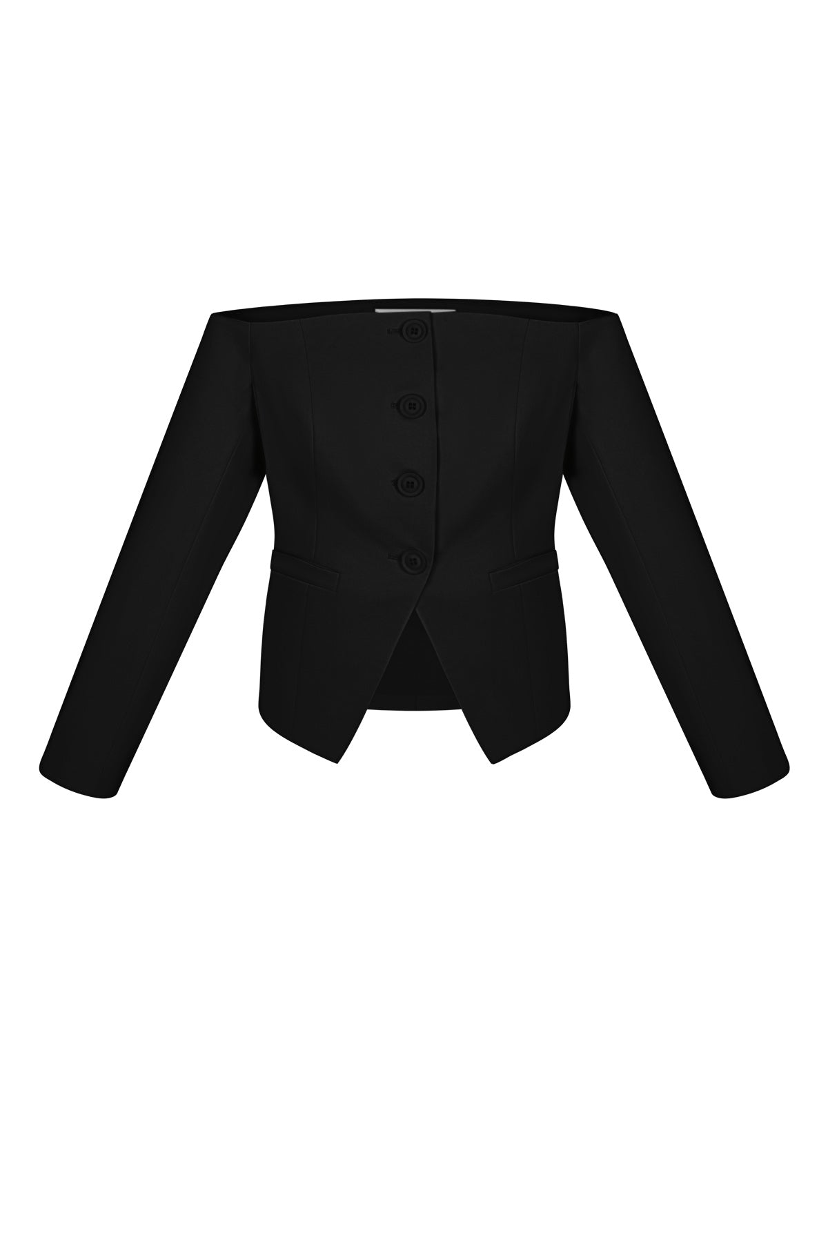 Polyester Women's Off-Shoulder Long Sleeve Top Buttoned Front Design