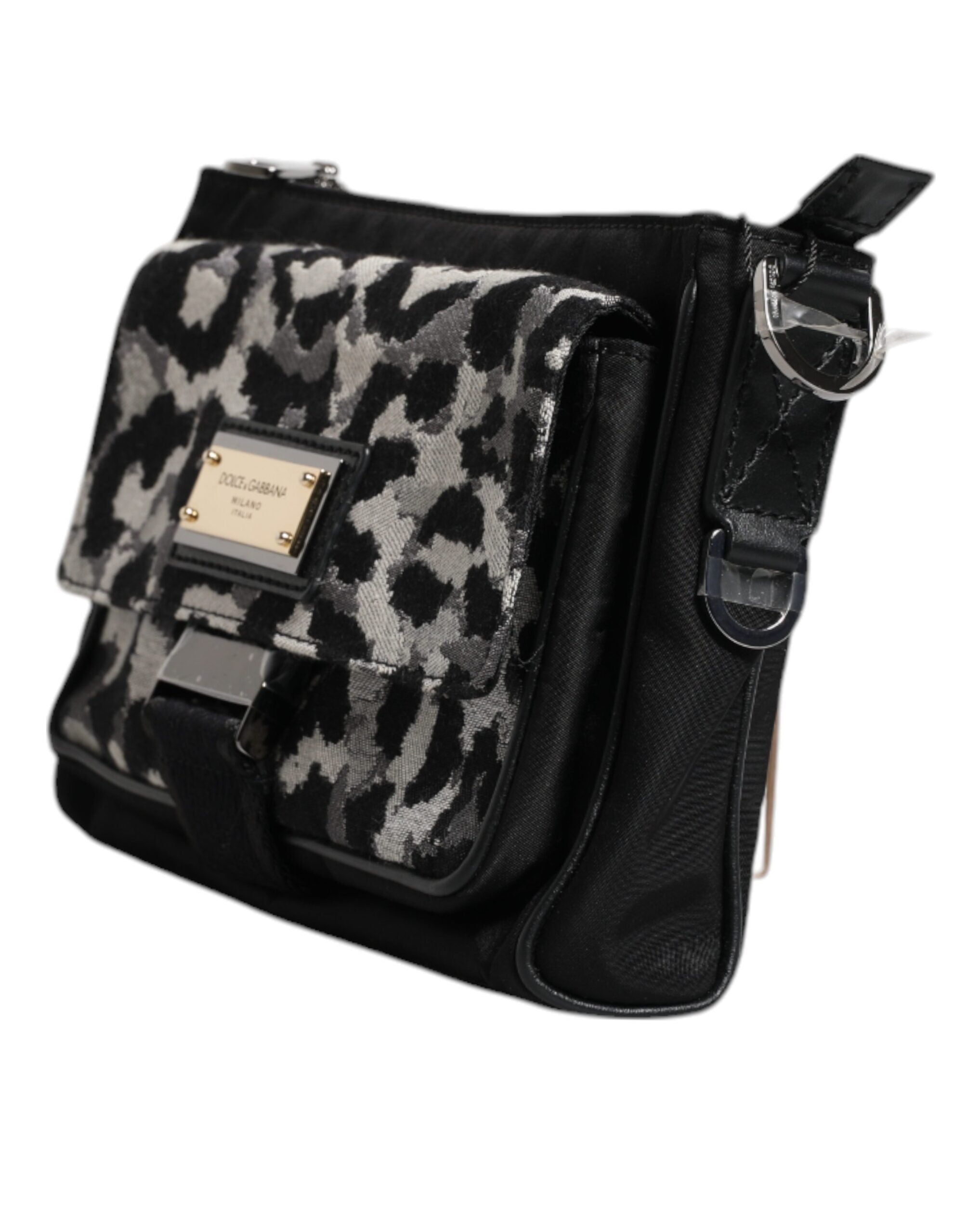 Vícebarevná leopardí žakárová crossbody kabelka