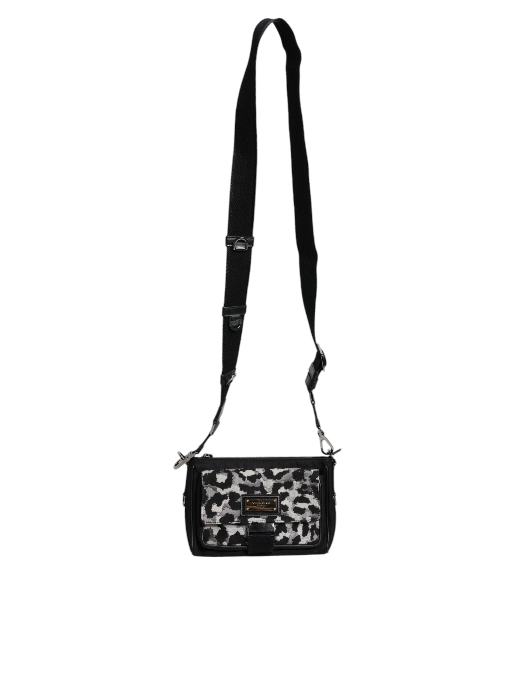 Vícebarevná leopardí žakárová crossbody kabelka