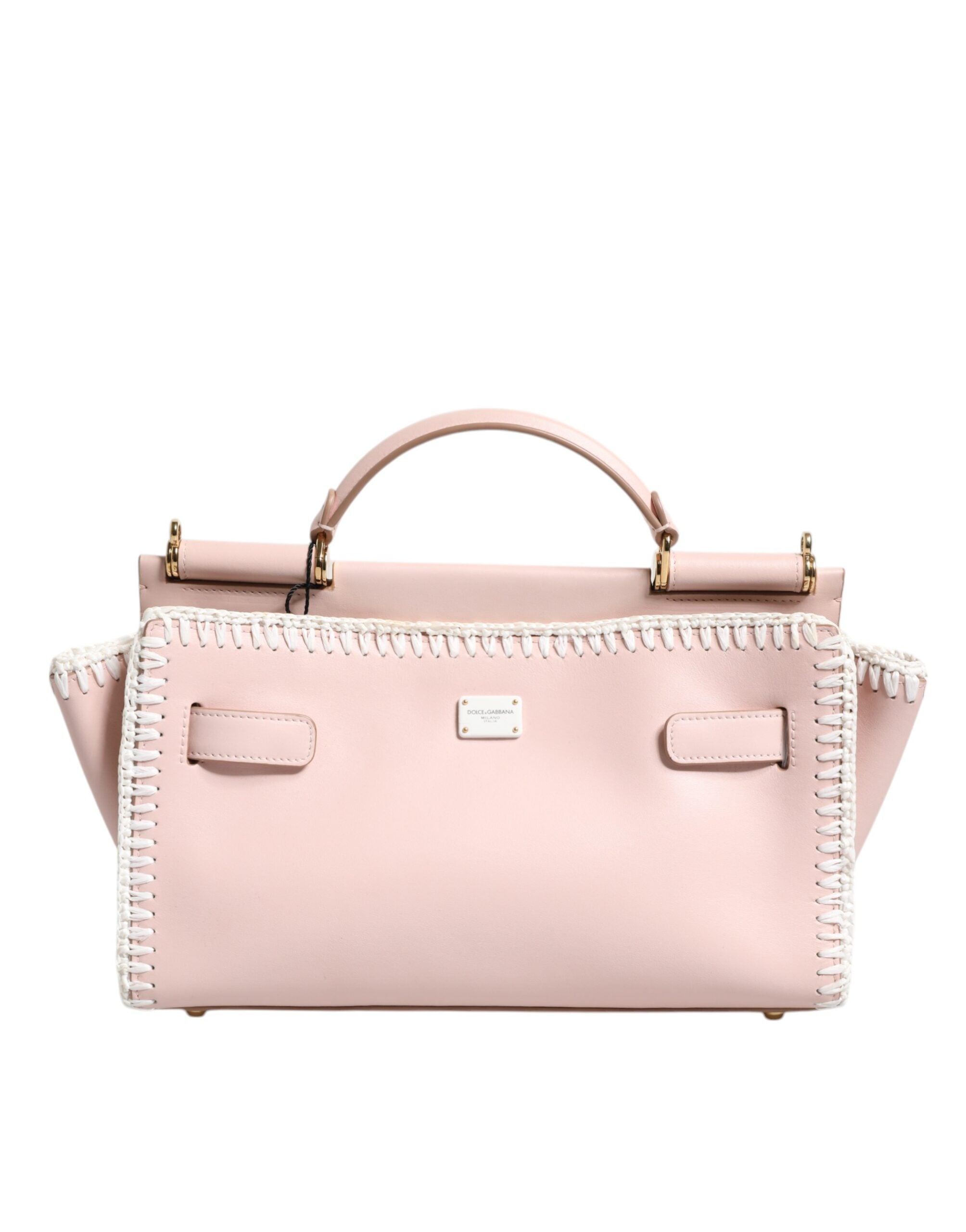 Světle růžová crossbody kabelka s logem a měkkým koženým páskem