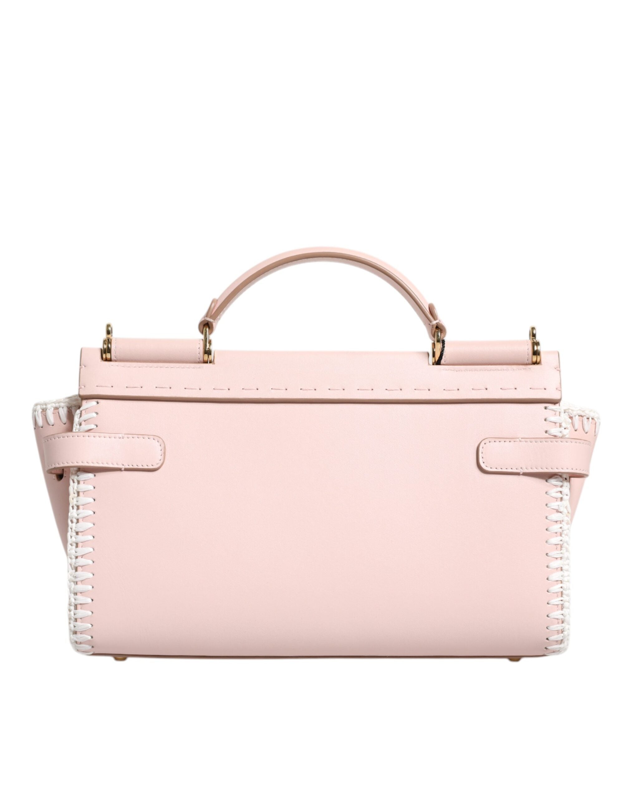 Světle růžová crossbody kabelka s logem a měkkým koženým páskem