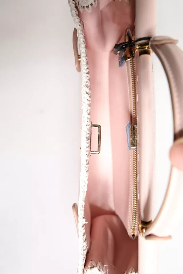 Světle růžová crossbody kabelka s logem a měkkým koženým páskem