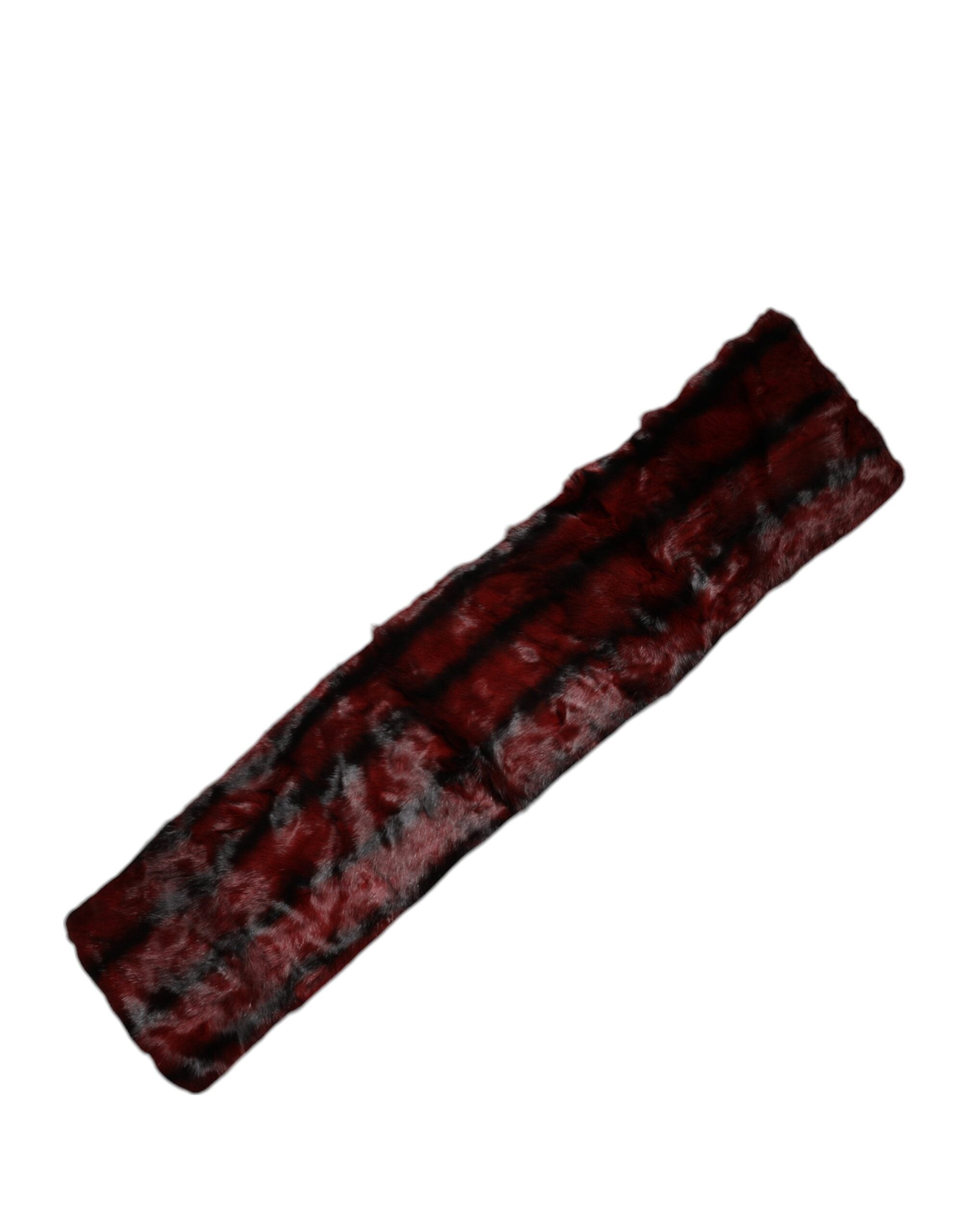 Černočervený pruhovaný kožešinový šál/šátek kolem krku