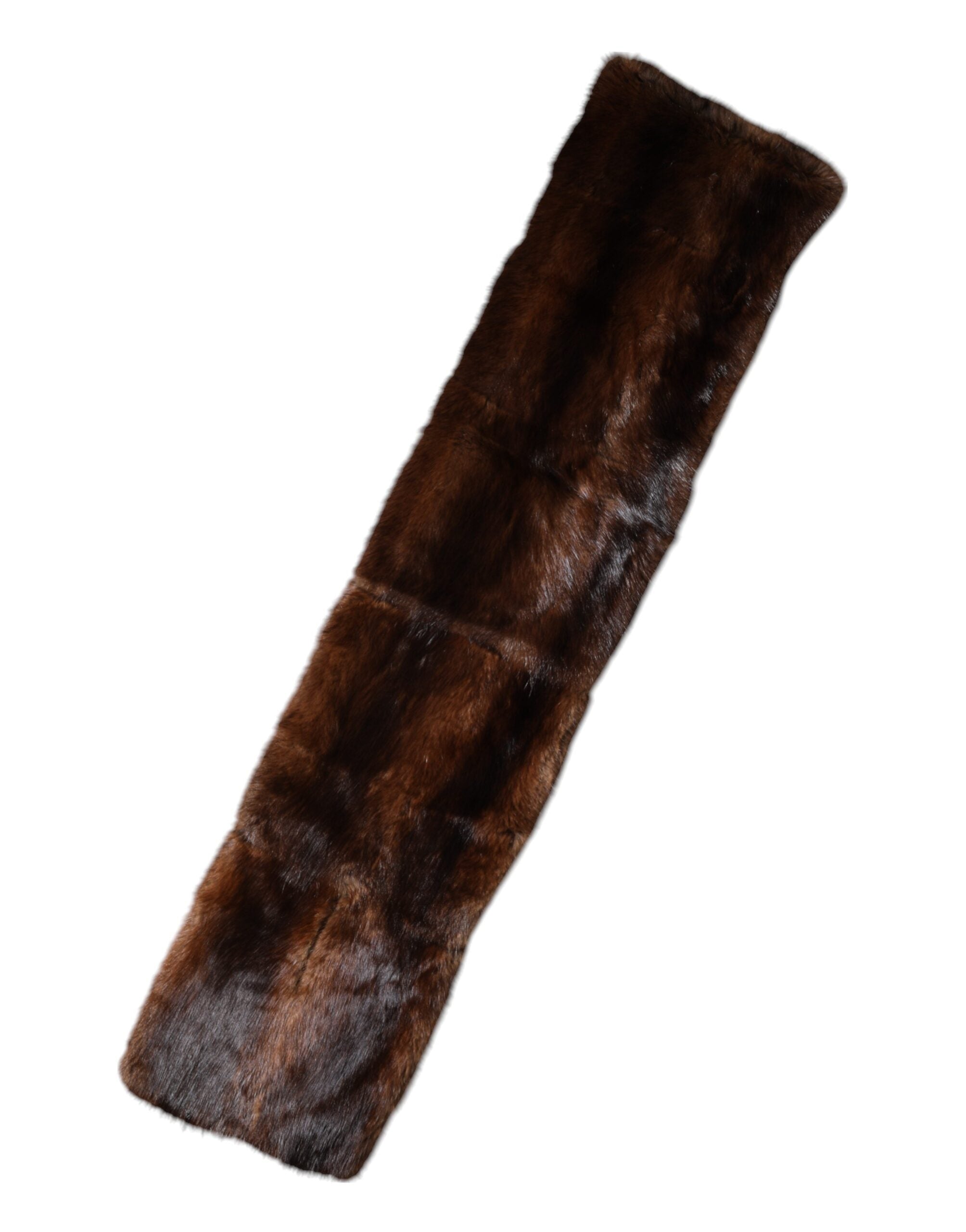 Černohnědý pruhovaný kožešinový šál/šátek