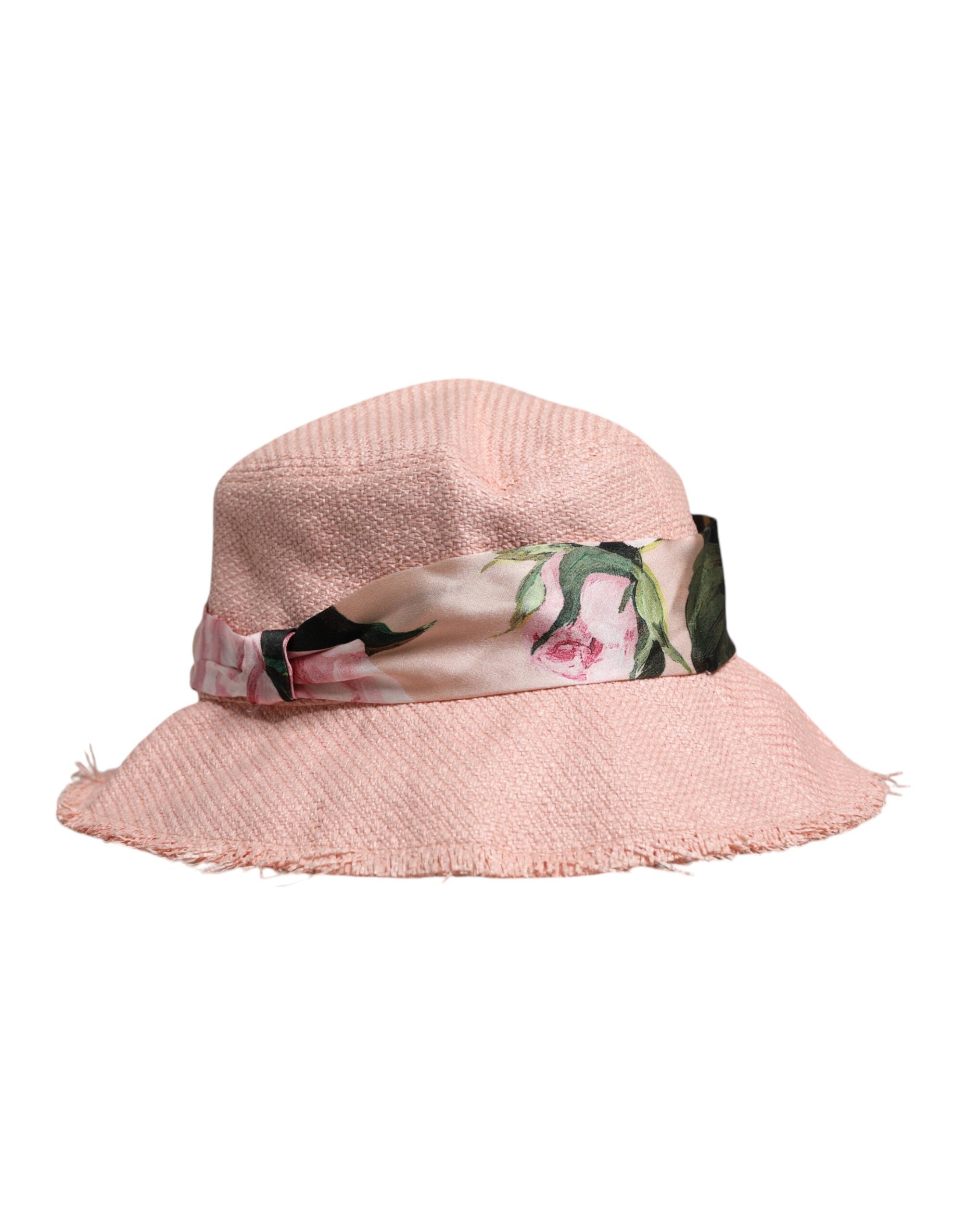 Růžový bavlněný klobouk s širokou krempou