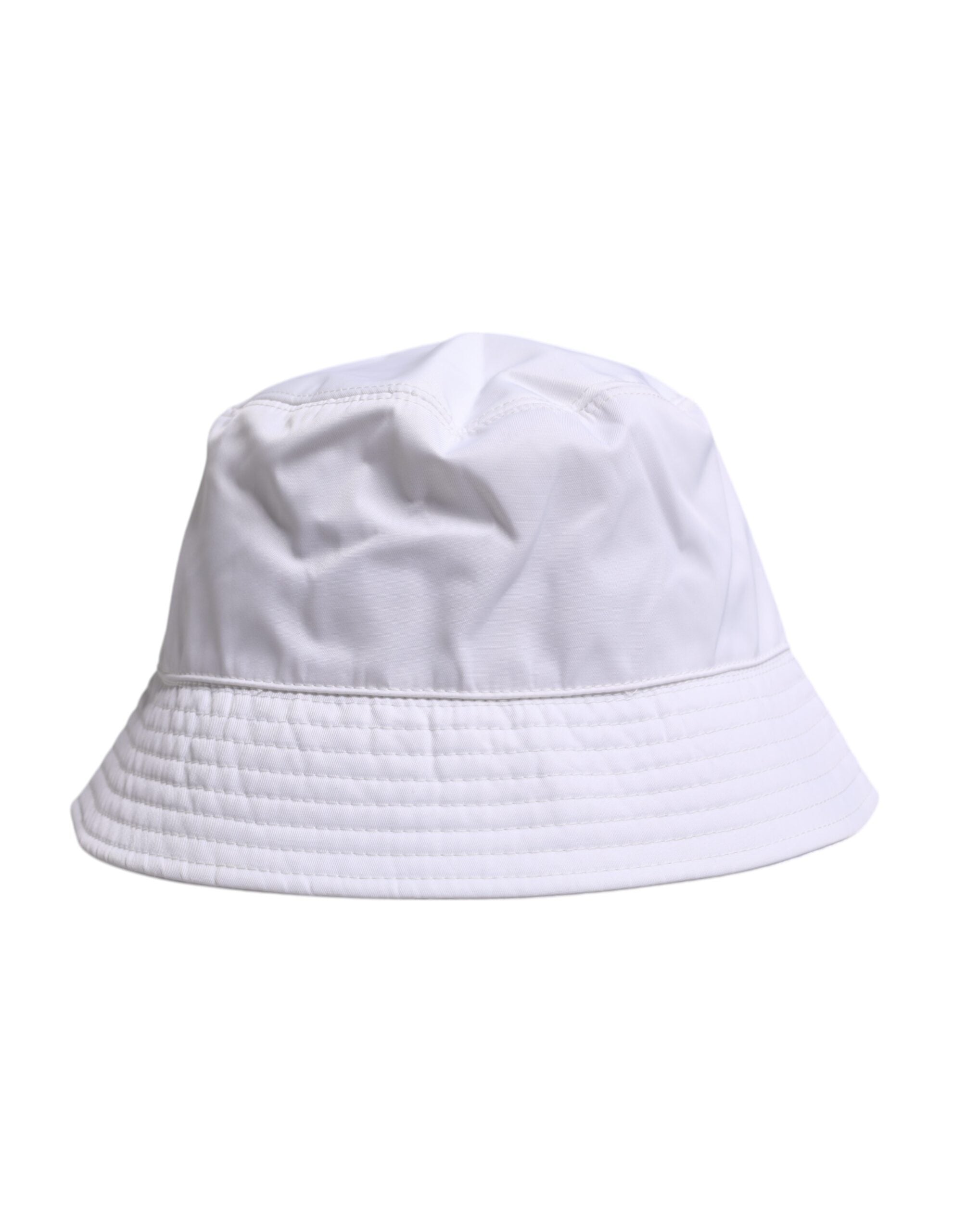 White Cotton Wide Brim Bucket Hat