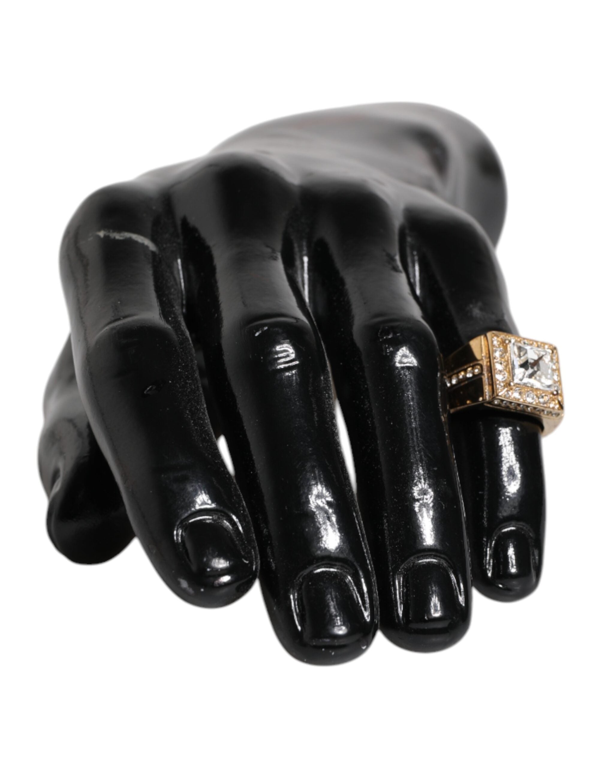 Gold Tone Sterling Silver 925 Crystals Ring