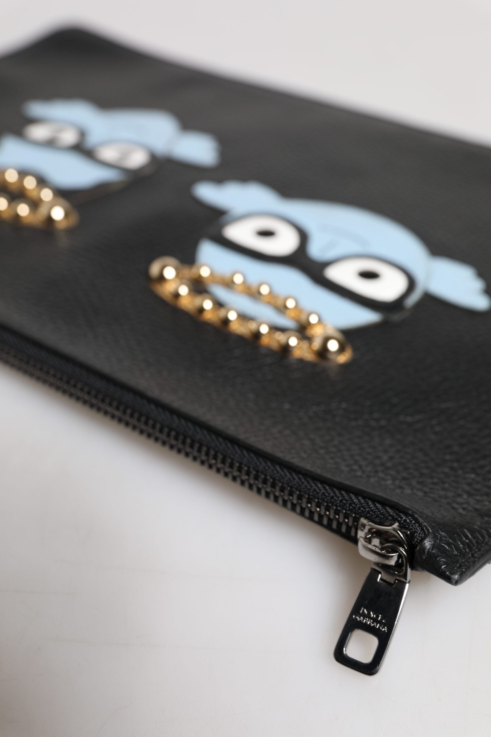 Černá kožená pánská taška na zip #DGFAMILY s ozdobným pouzdrem