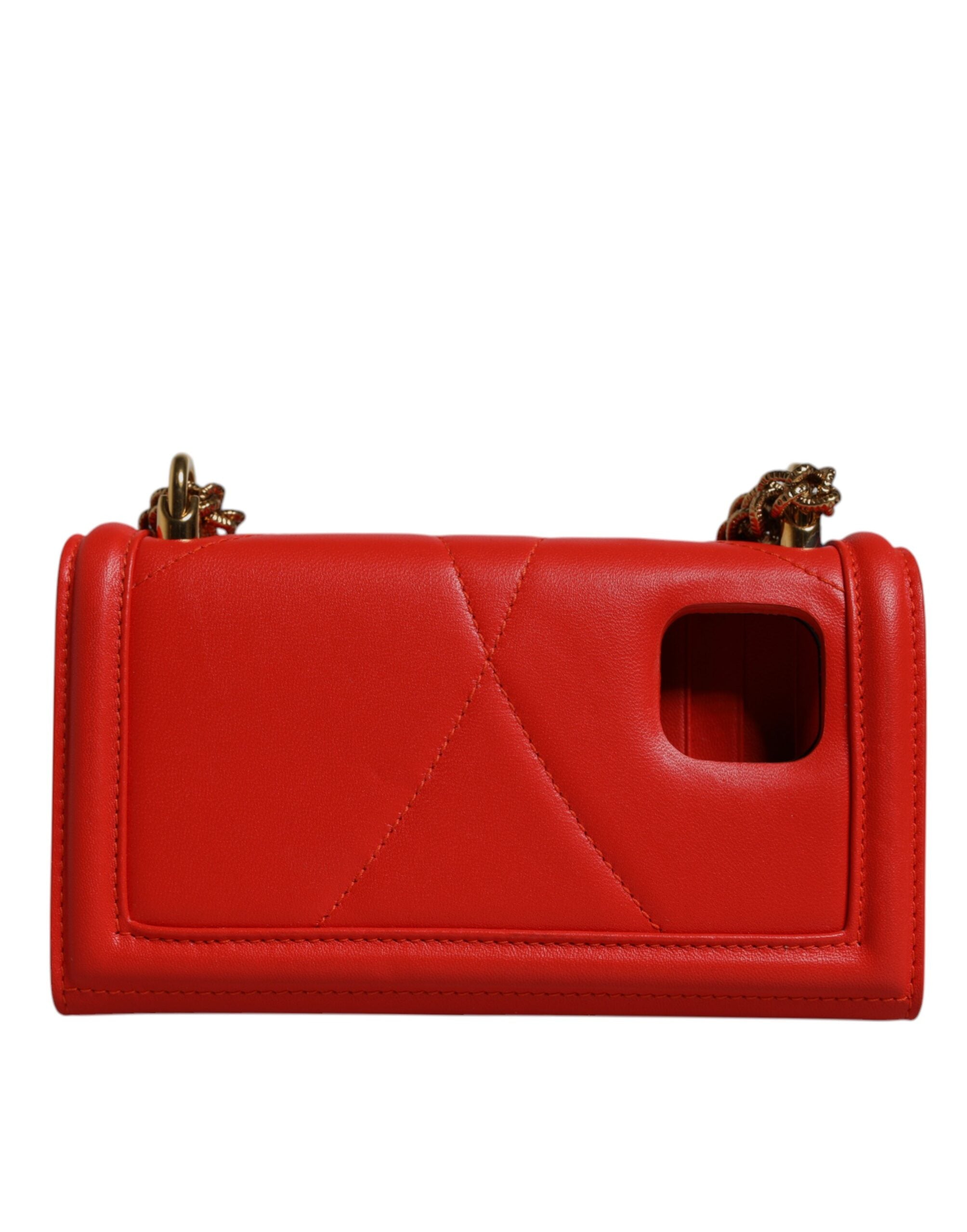 Červená prošívaná crossbody taška Devotion s řetízkem