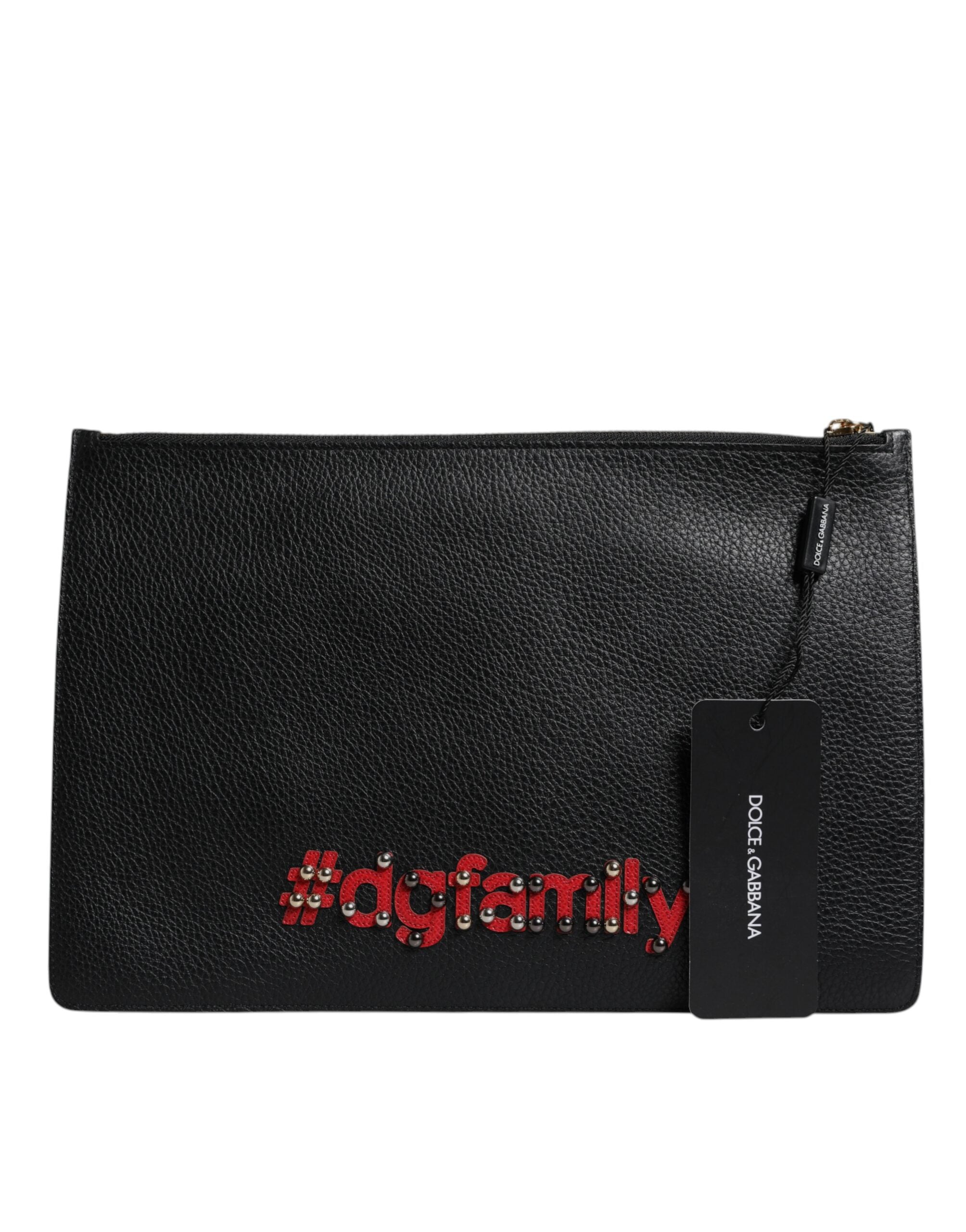 Černá zdobená kožená psací kabelka #DGFamily