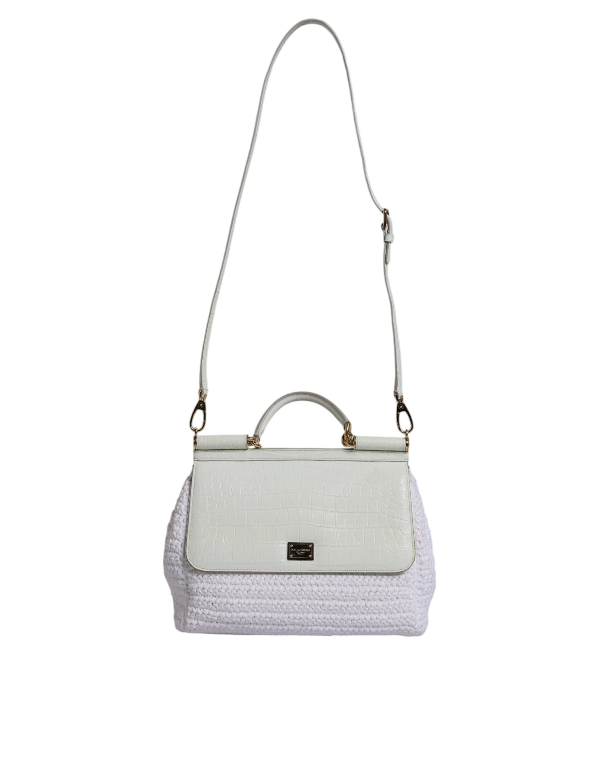 Bílá kožená crossbody kabelka Rafia s horním uchem