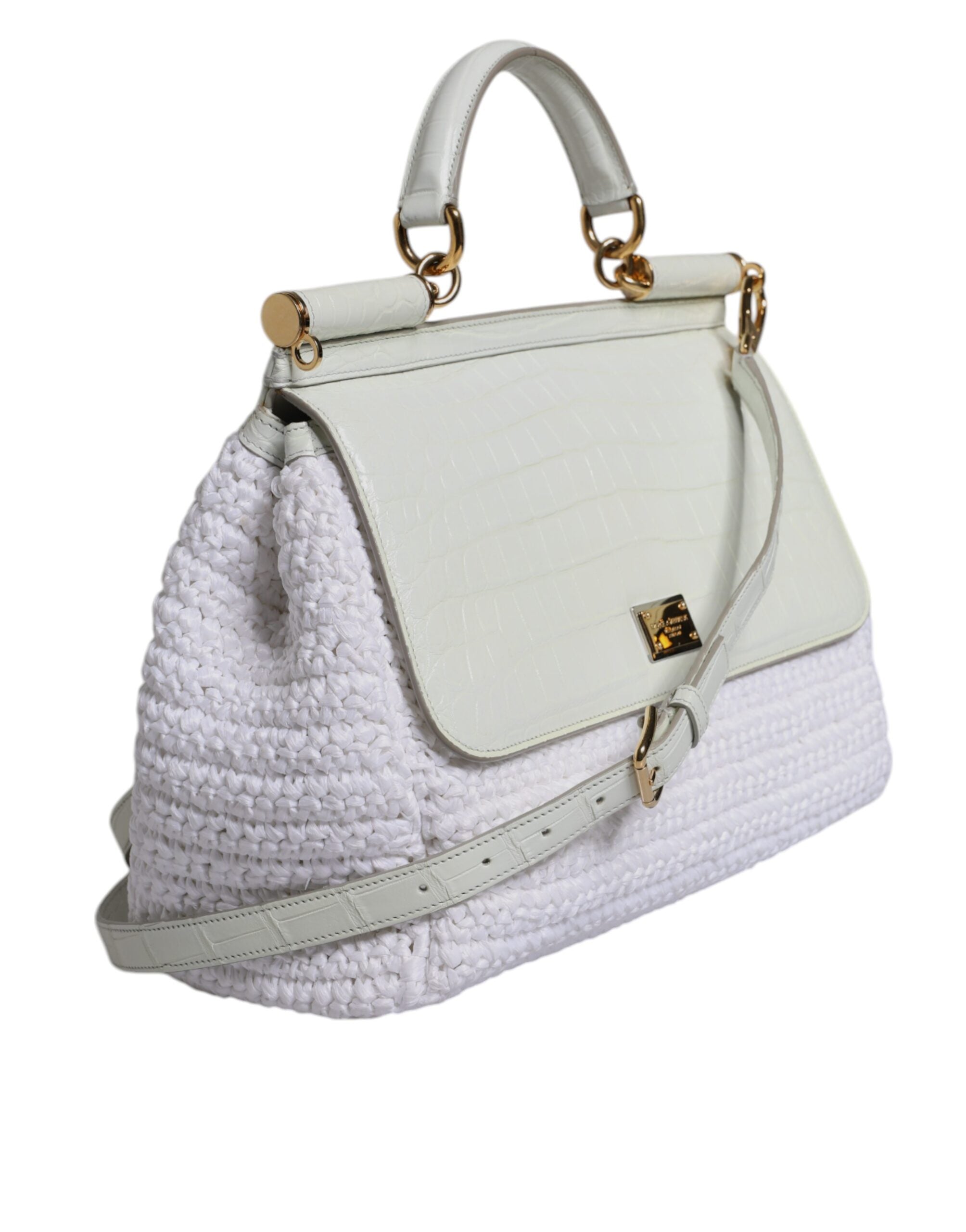 Bílá kožená crossbody kabelka Rafia s horním uchem