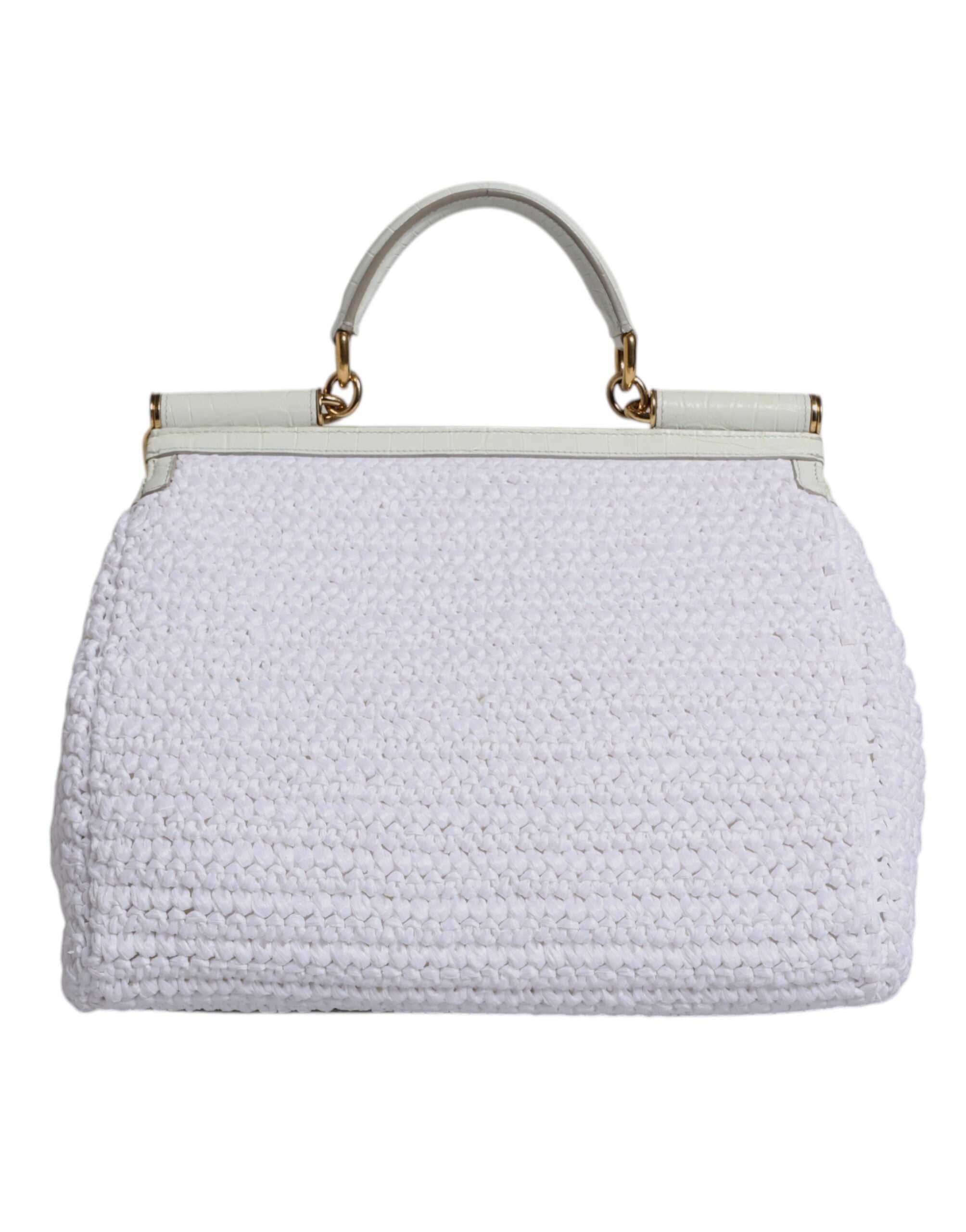 Bílá kožená crossbody kabelka Rafia s horním uchem