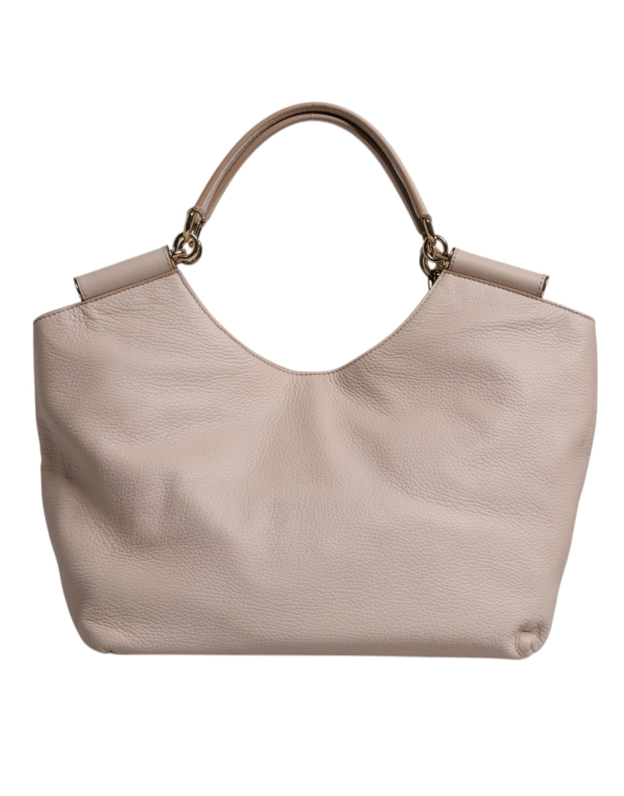 Light Pink Deer Leather Logo Plaque Tote Top Handle Bag