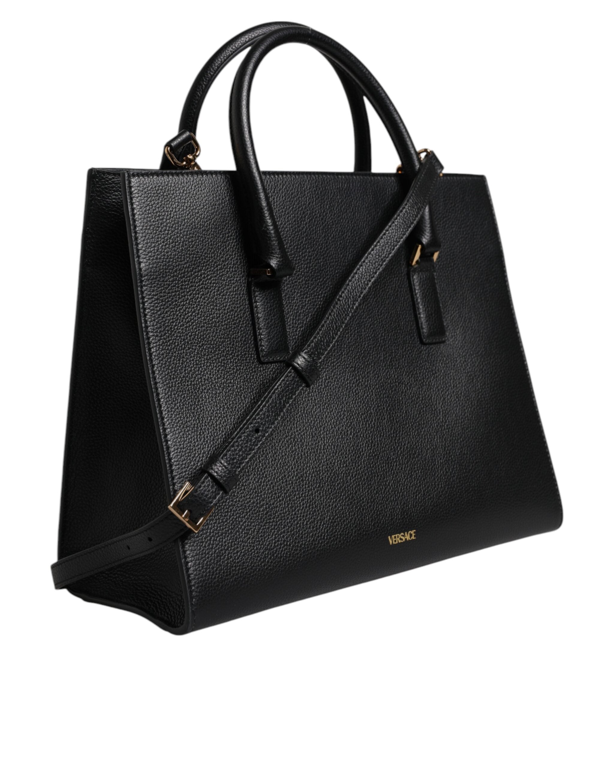 Black Large Leather Top Handle Shoulder Crossbody Bag