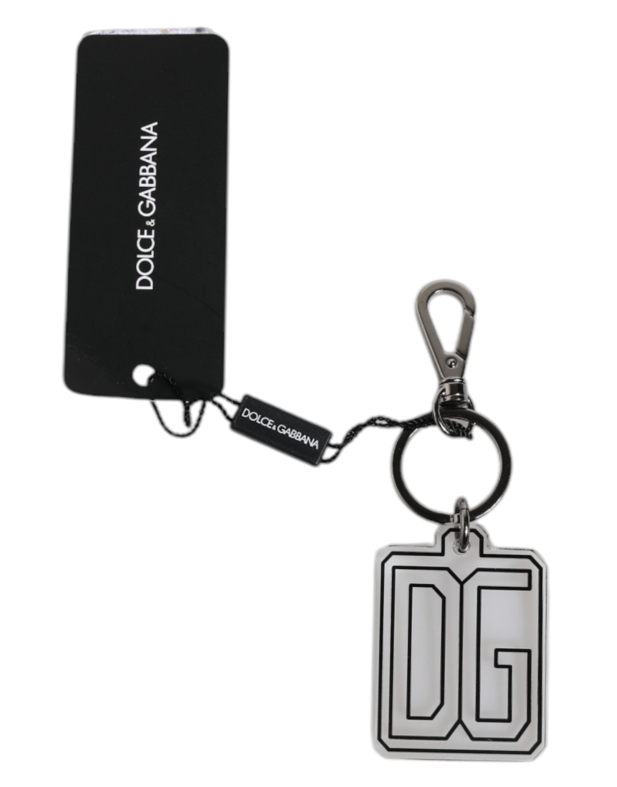 Gray Black DG Rubber Logo Silver Men's Keychain Keyring