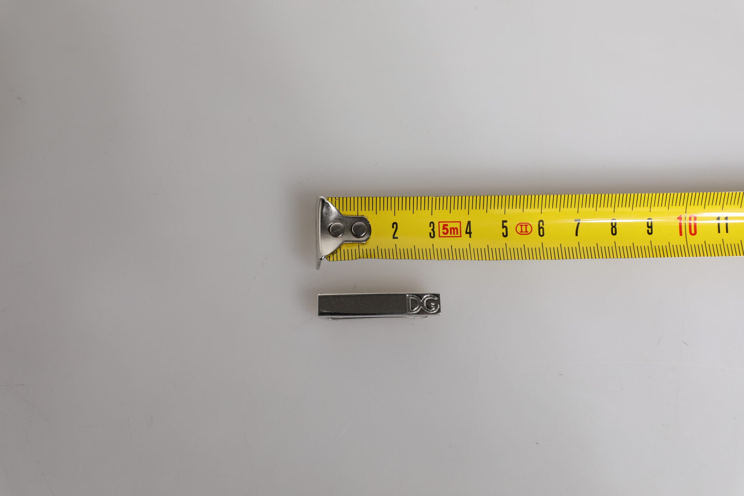 Silver Tone Brass Logo Branded Tie Clip Bar