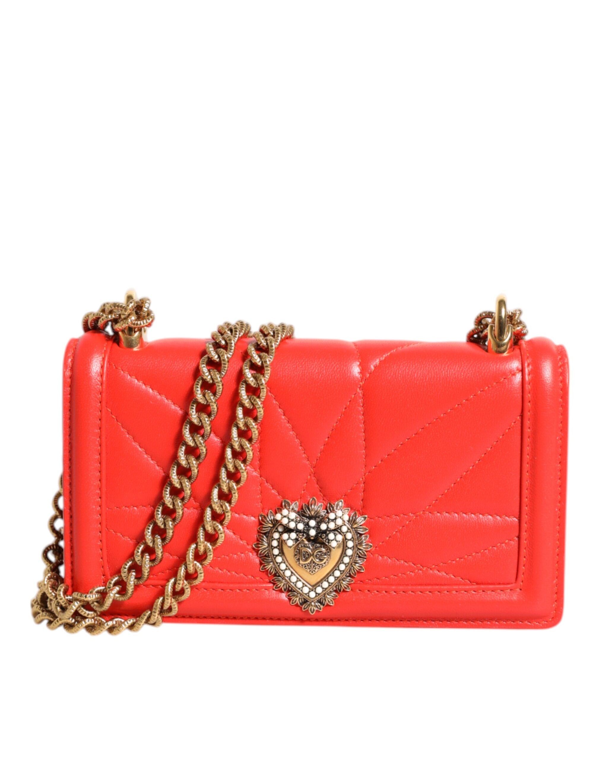 Červená kožená prošívaná crossbody taška Devotion