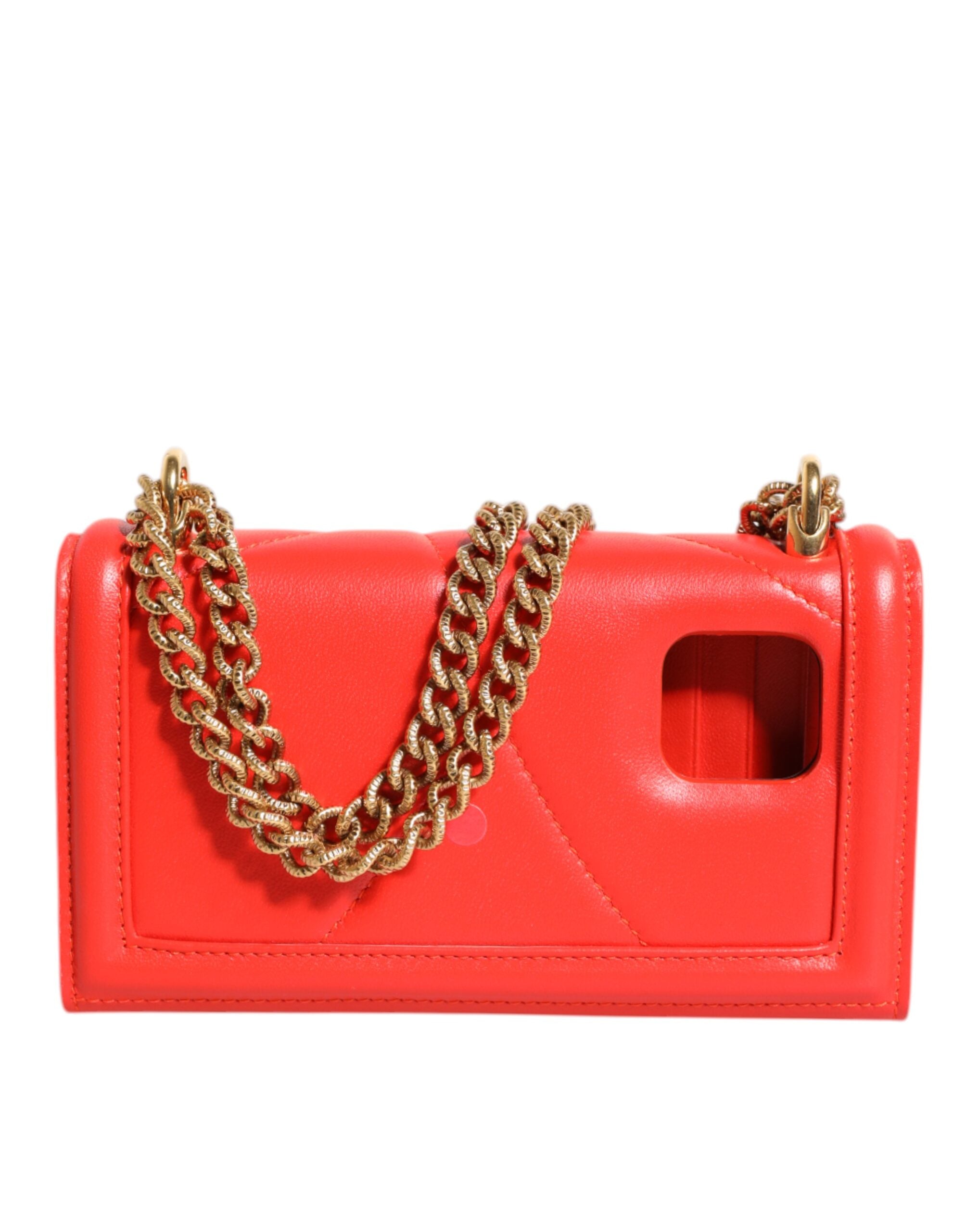 Červená kožená prošívaná crossbody taška Devotion