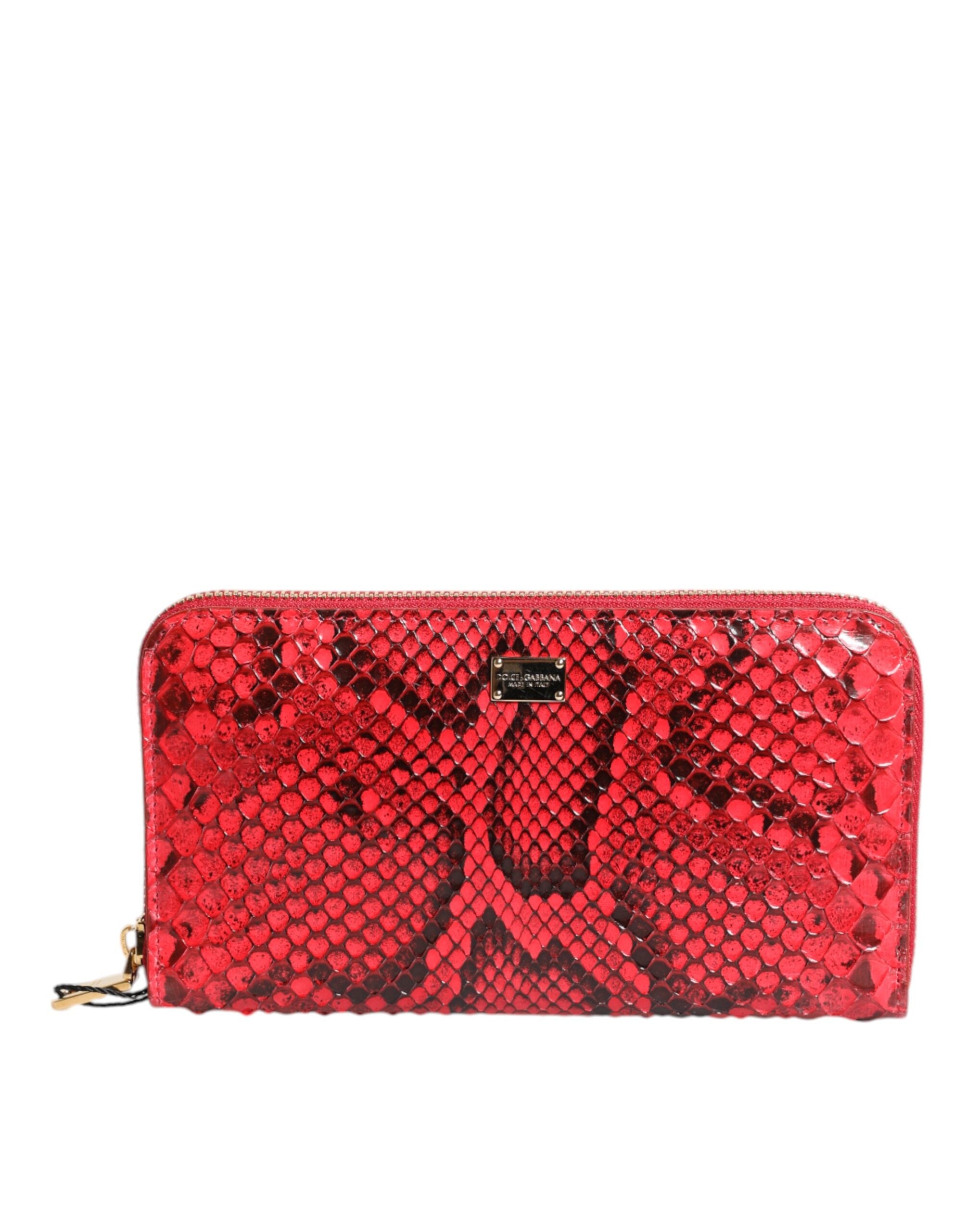 Červená exotická kožená peněženka Continental Clutch s zipem