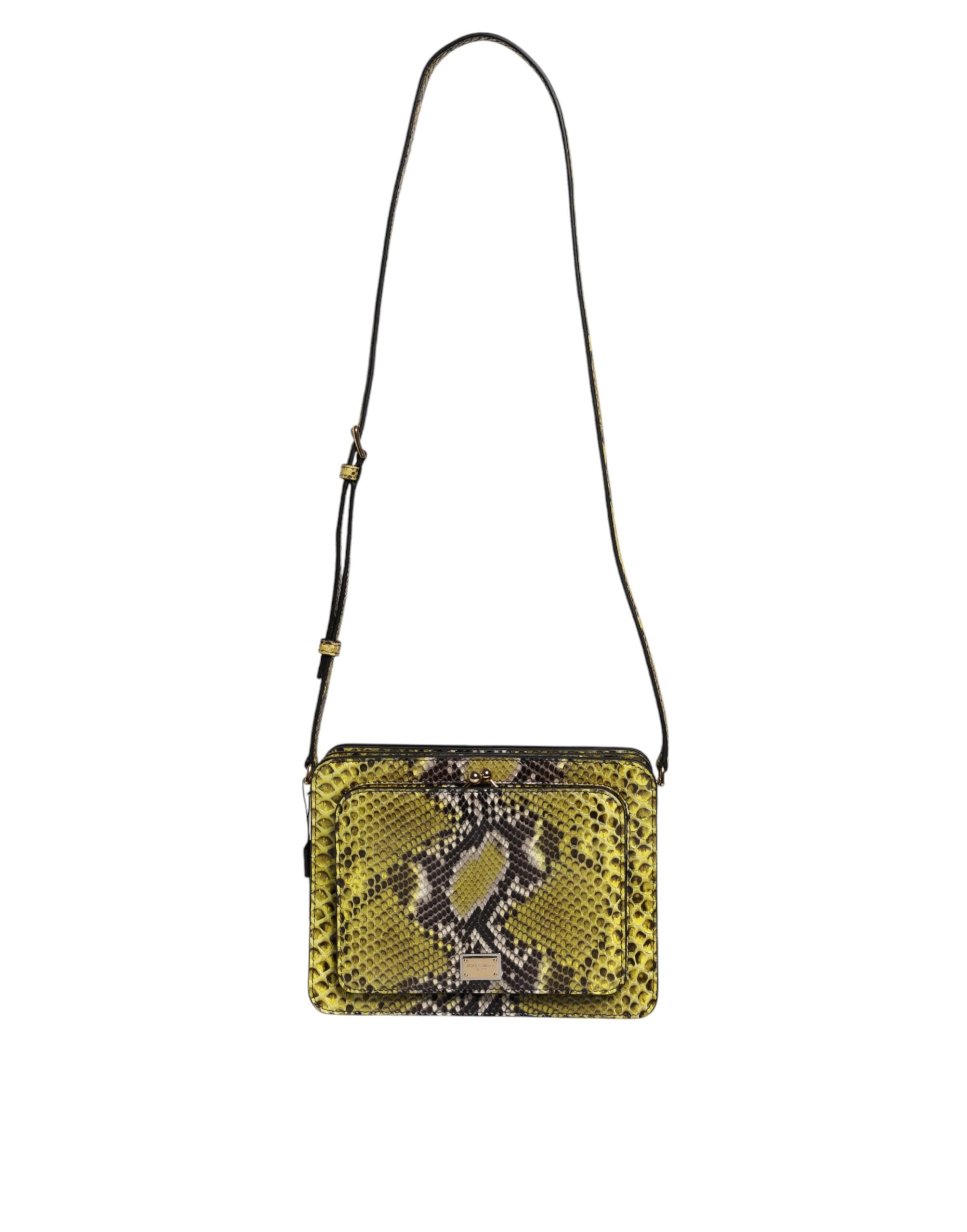 Zelená exotická kožená crossbody kabelka DG Plaque