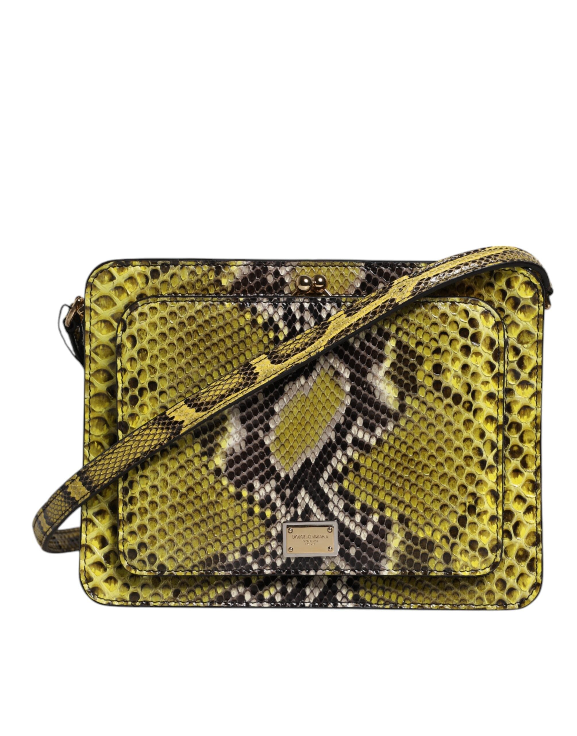 Zelená exotická kožená crossbody kabelka DG Plaque