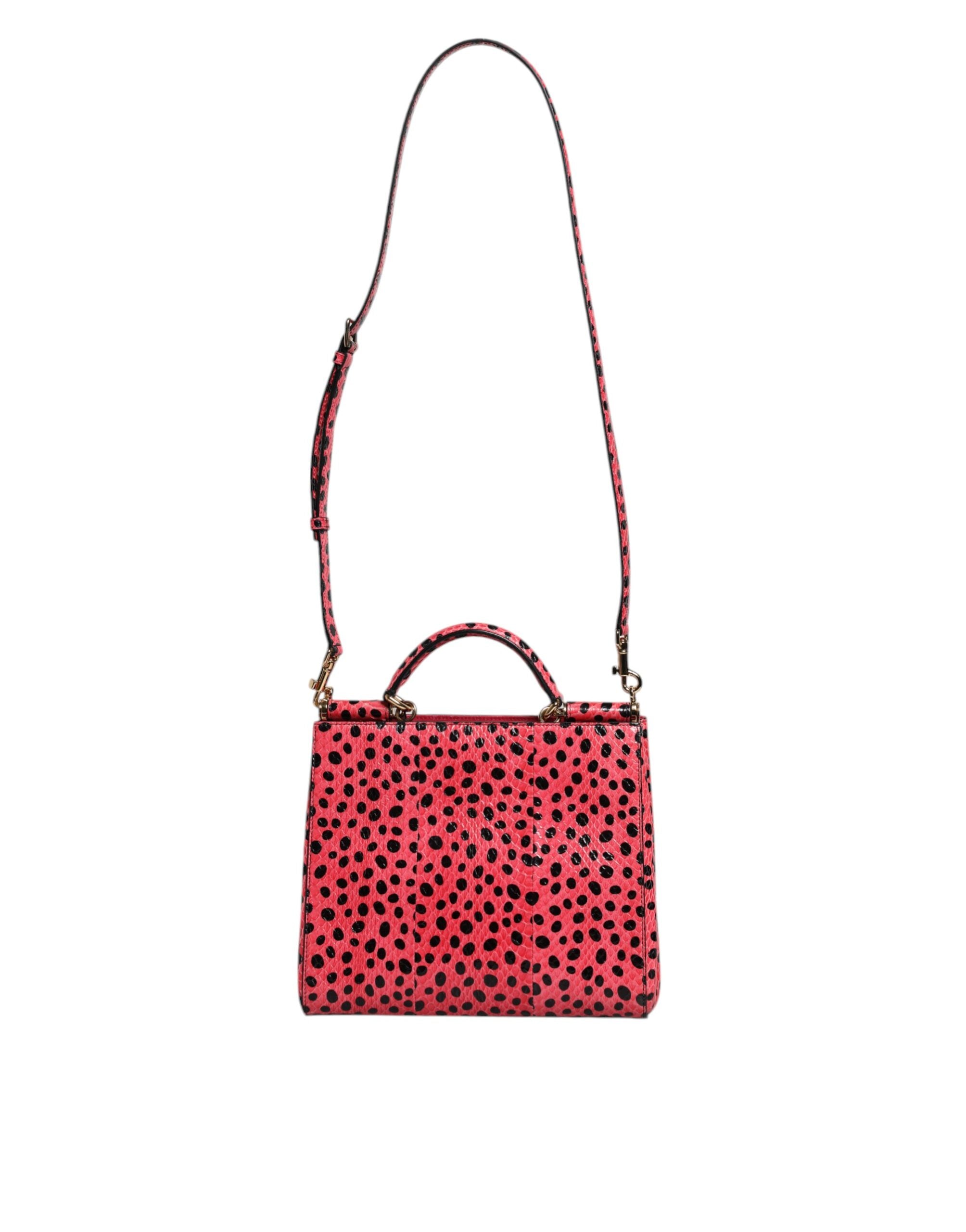 Růžová exotická kožená crossbody kabelka s horním uchem