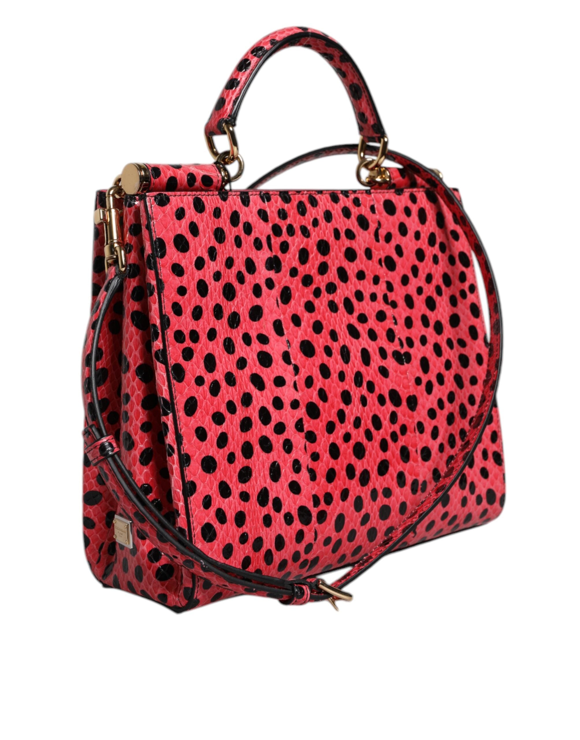 Růžová exotická kožená crossbody kabelka s horním uchem