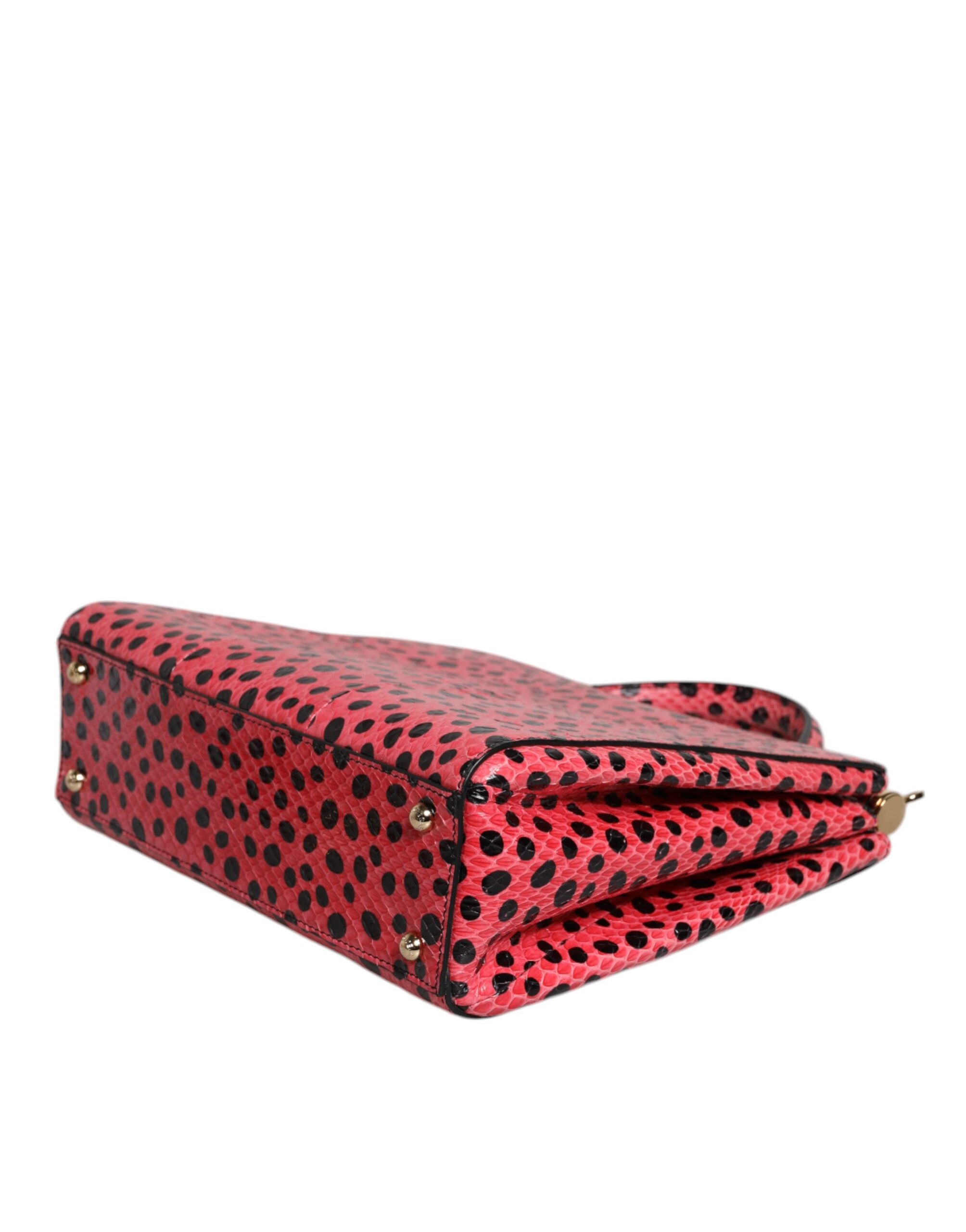 Růžová exotická kožená crossbody kabelka s horním uchem