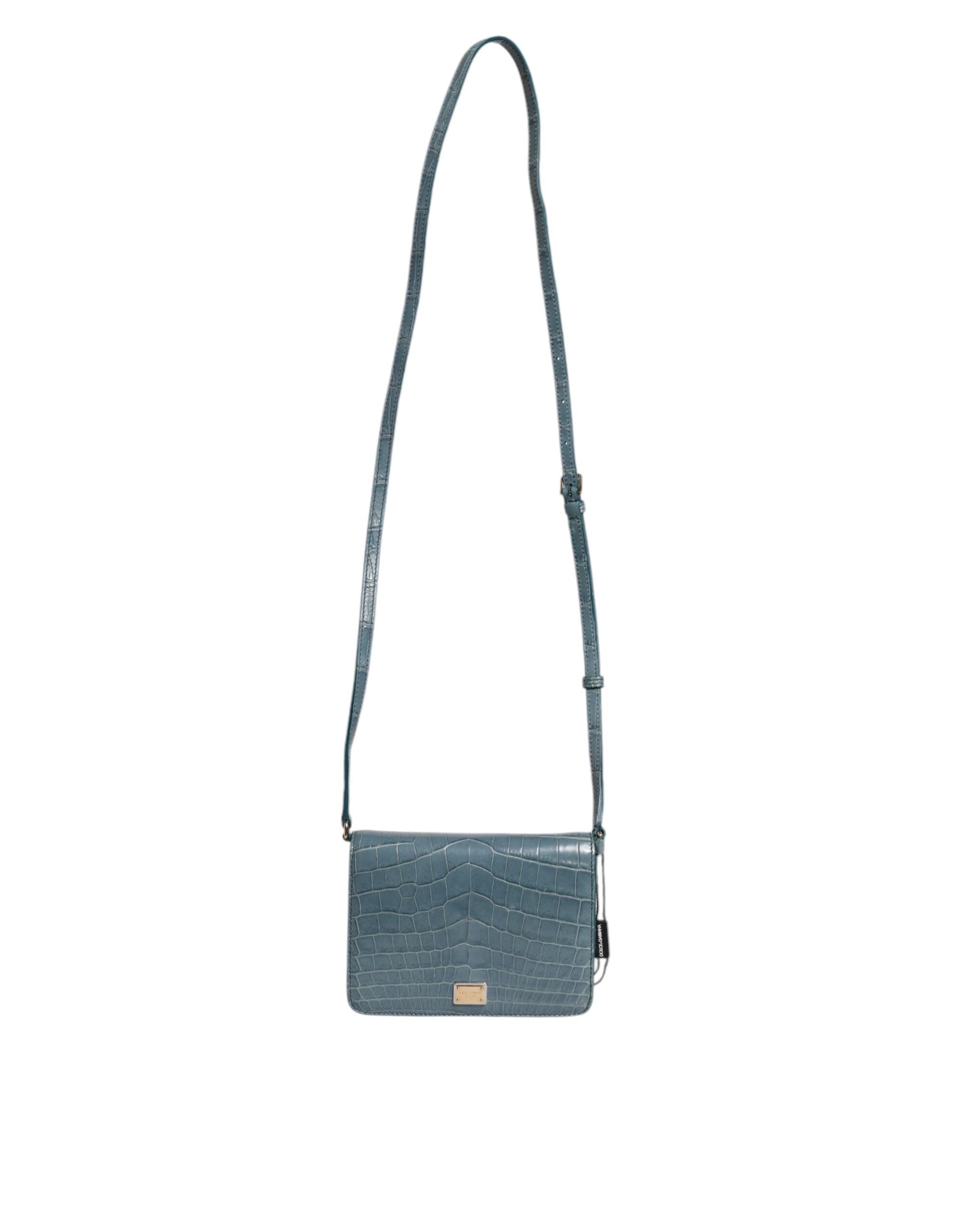 Zelená exotická kožená crossbody mini kabelka DG Plaque