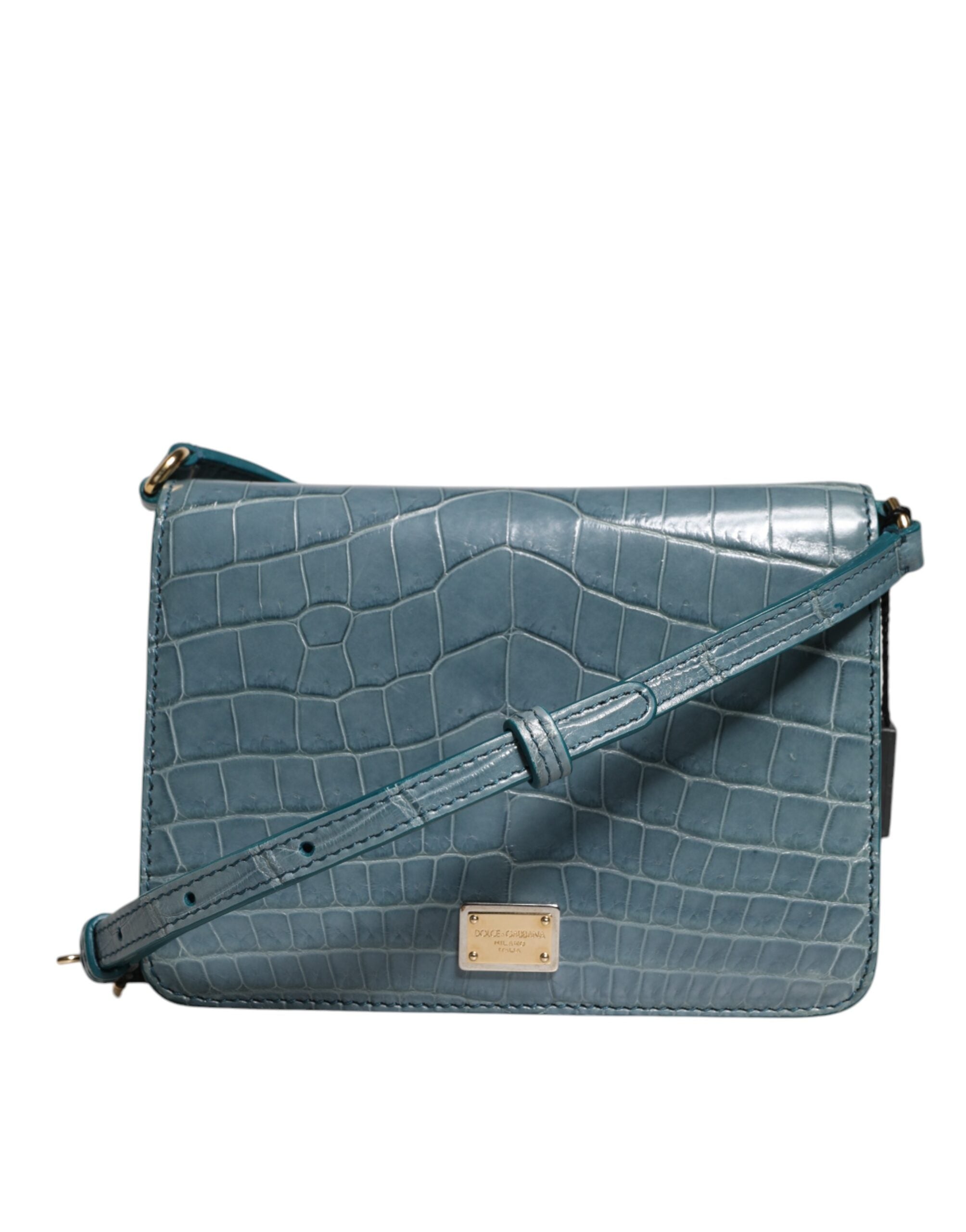 Zelená exotická kožená crossbody mini kabelka DG Plaque