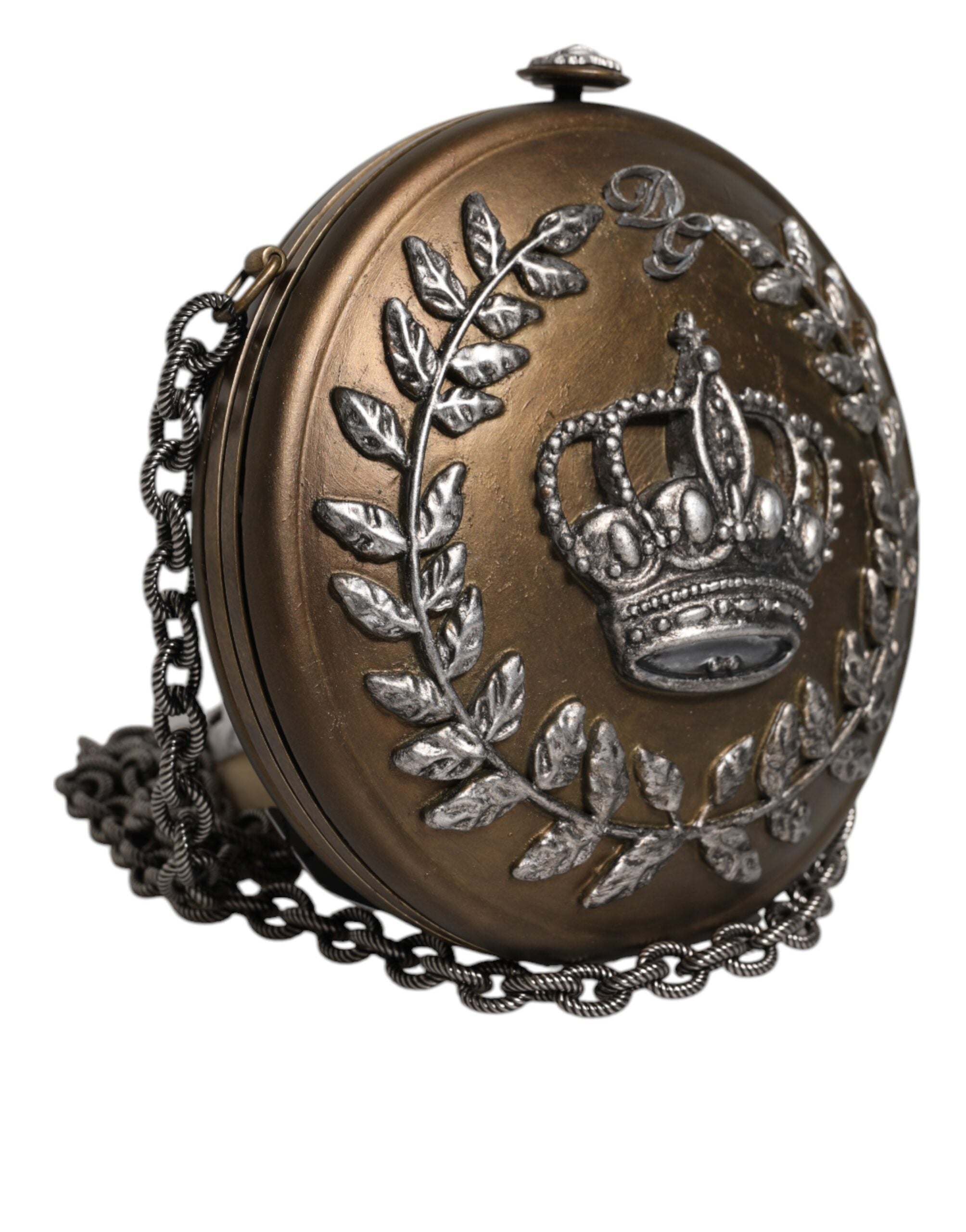 Zlatá mosazná kovová kabelka DG Crown Clutch Crossbody