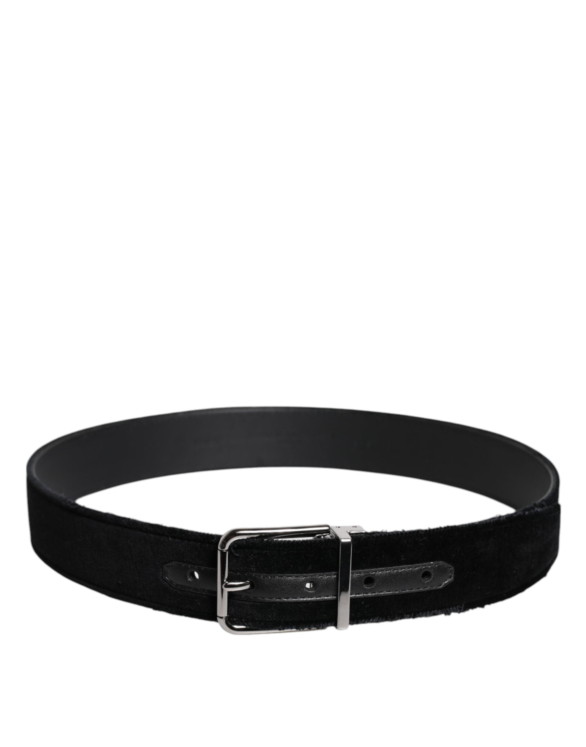 Black Cotton Silver Tone Metal Buckle Belt
