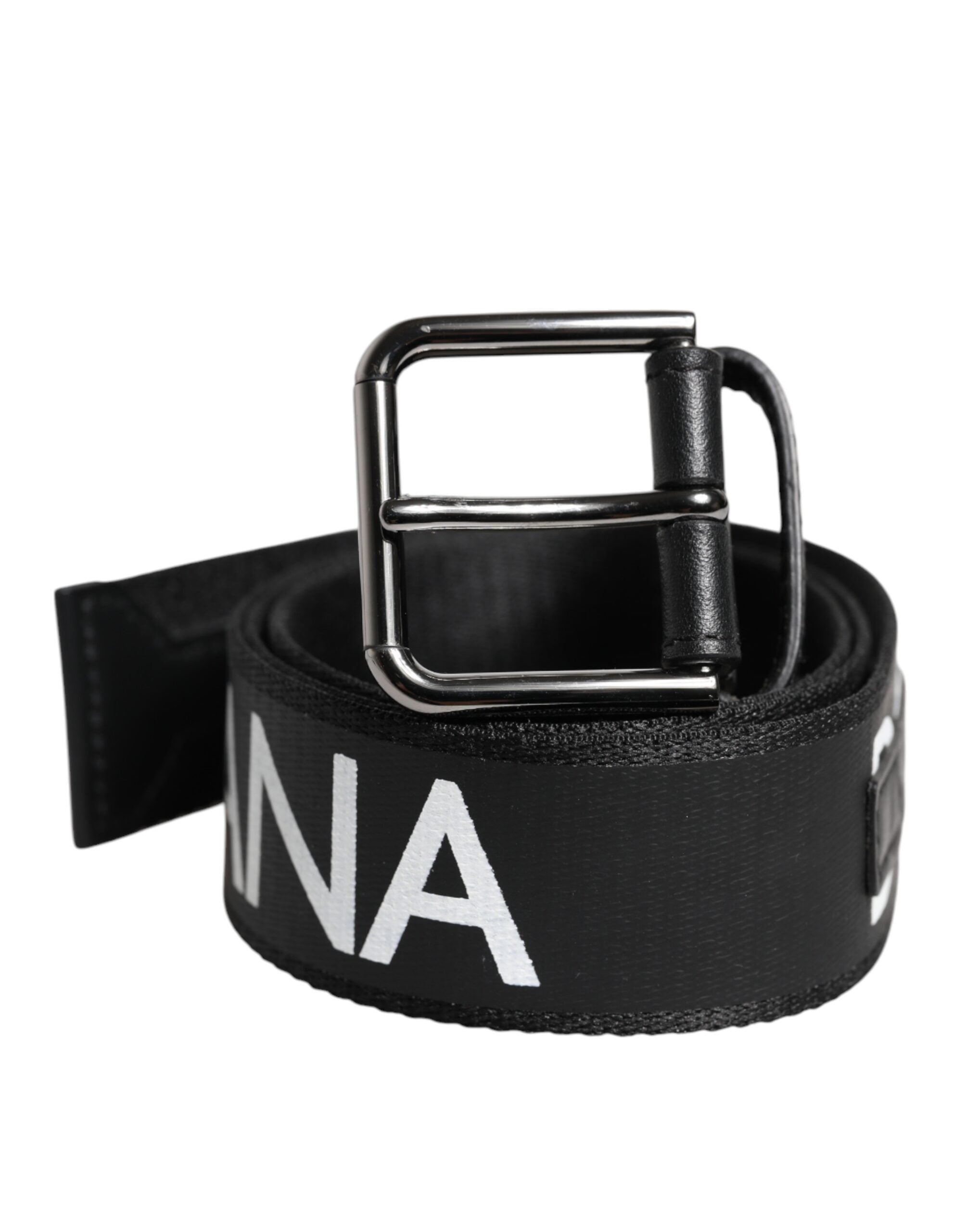 Black Leather Classic Metal Logo Buckle Belt