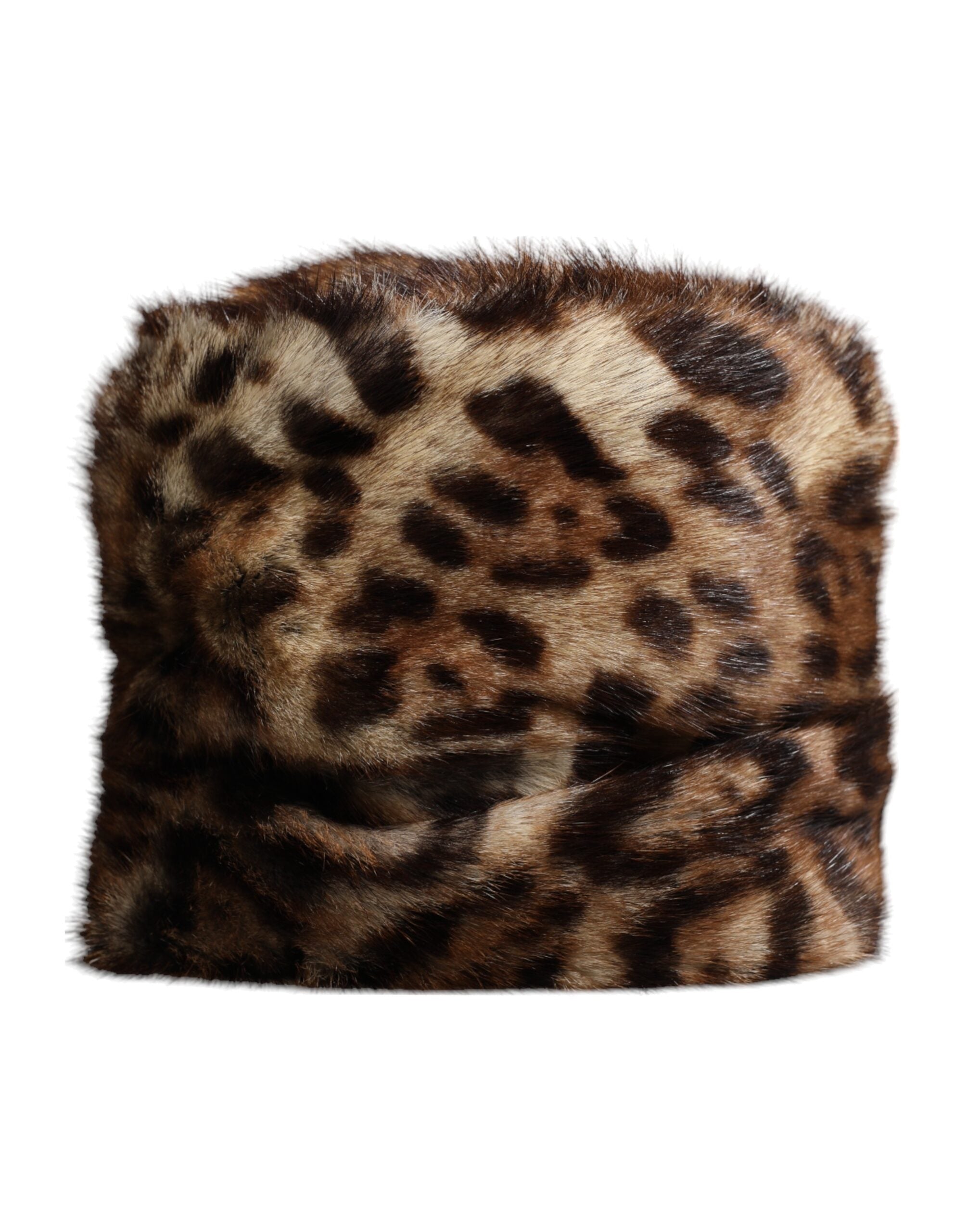 Dámský klobouk s leopardím vzorem a umělou kožešinou v hnědé barvě