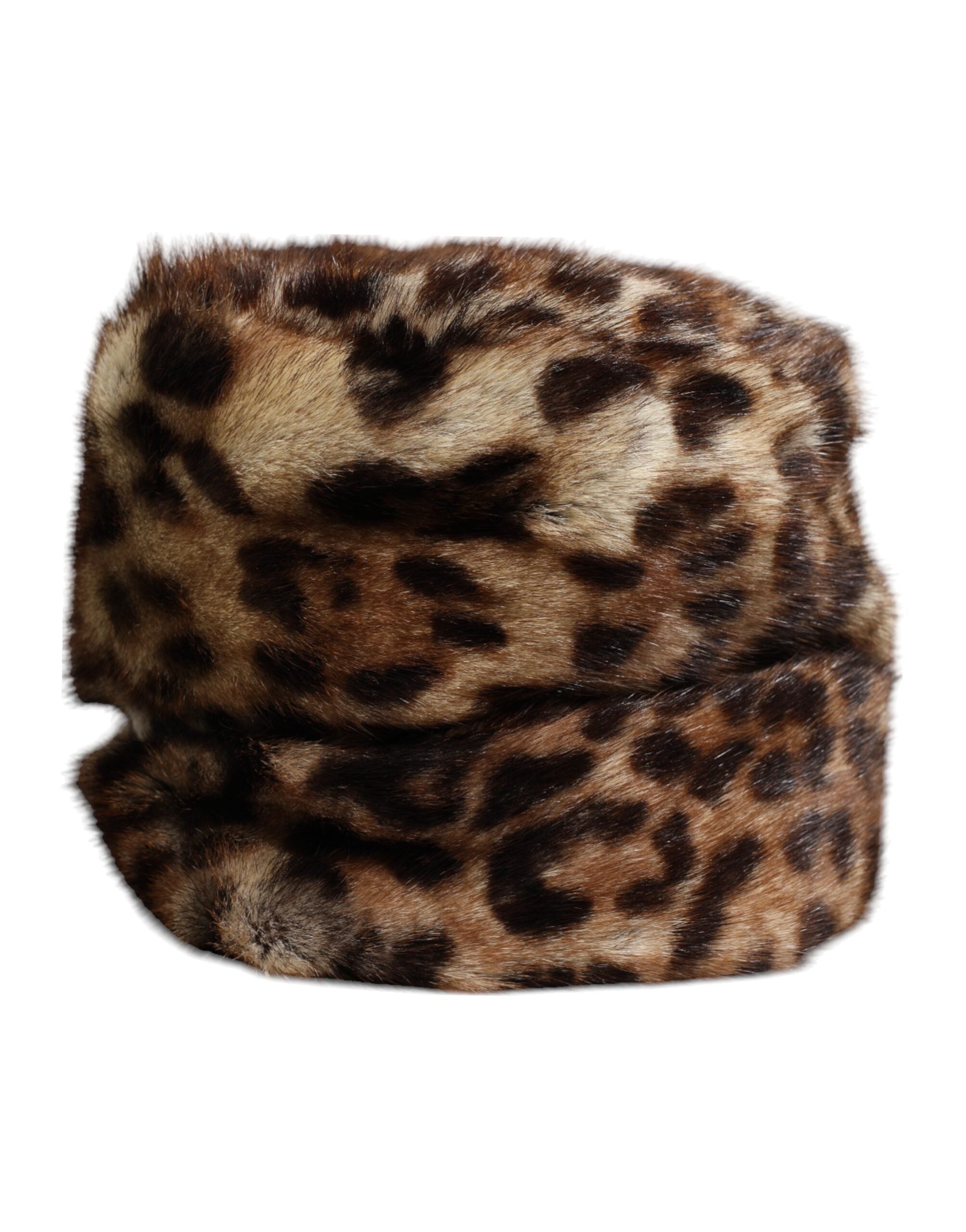 Dámský klobouk s leopardím vzorem a umělou kožešinou v hnědé barvě