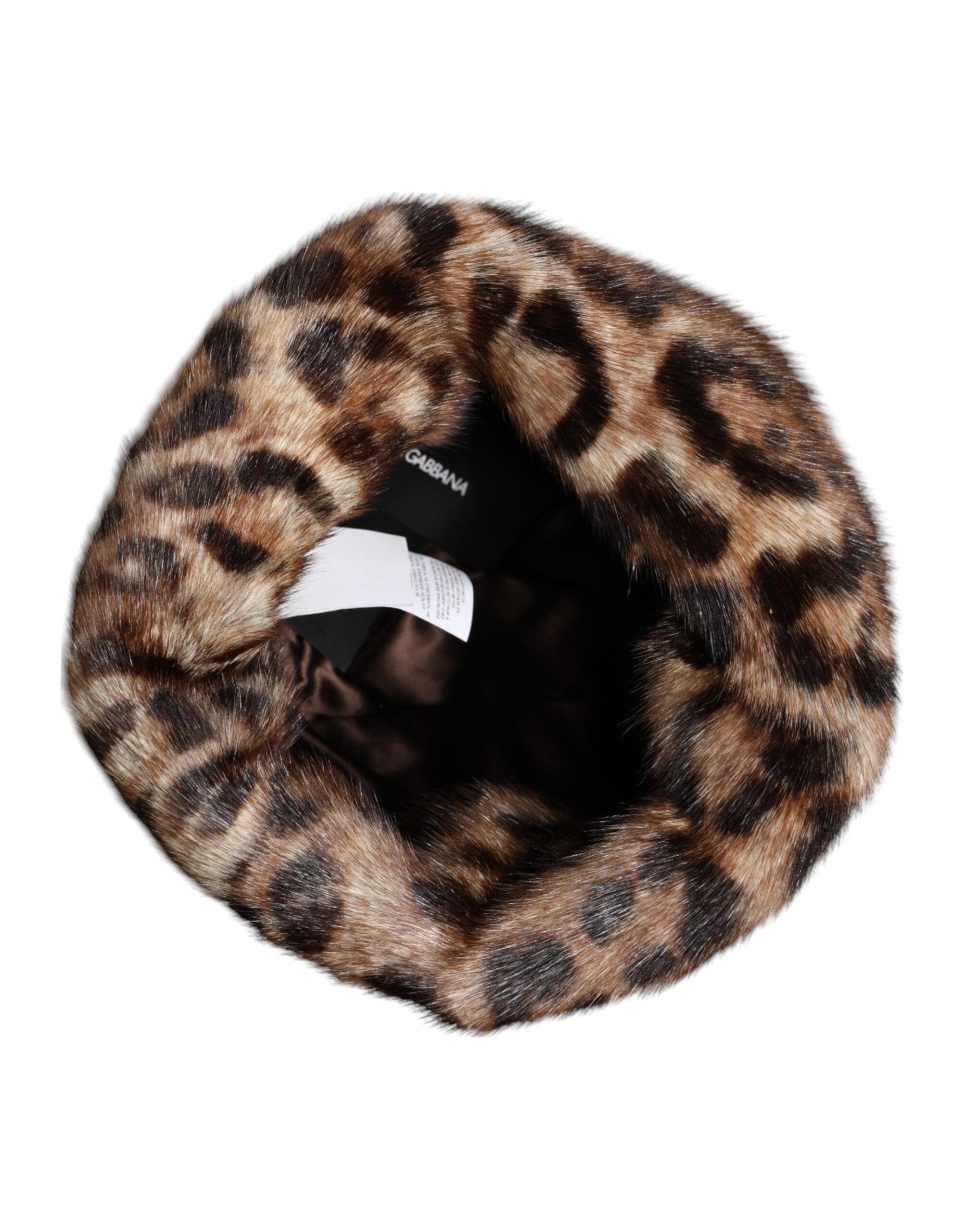 Dámský klobouk s leopardím vzorem a umělou kožešinou v hnědé barvě