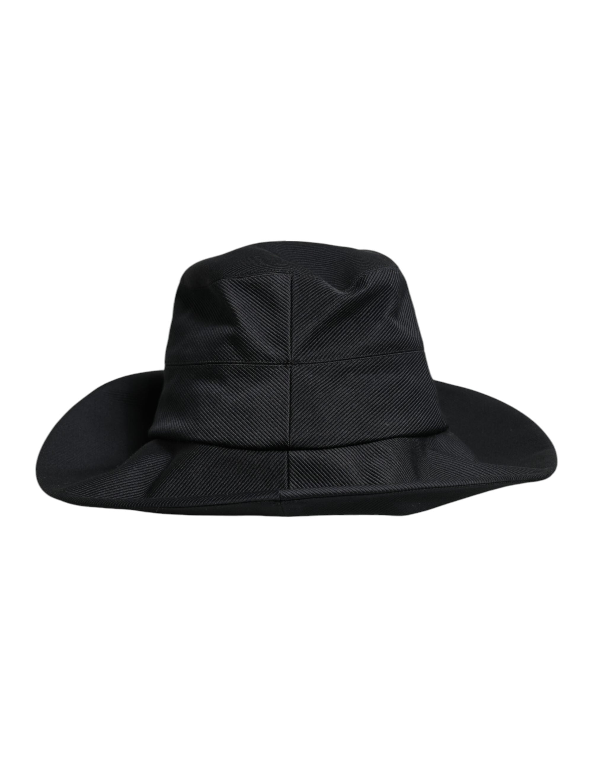 Černý bavlněný klobouk Fedora s širokou krempou