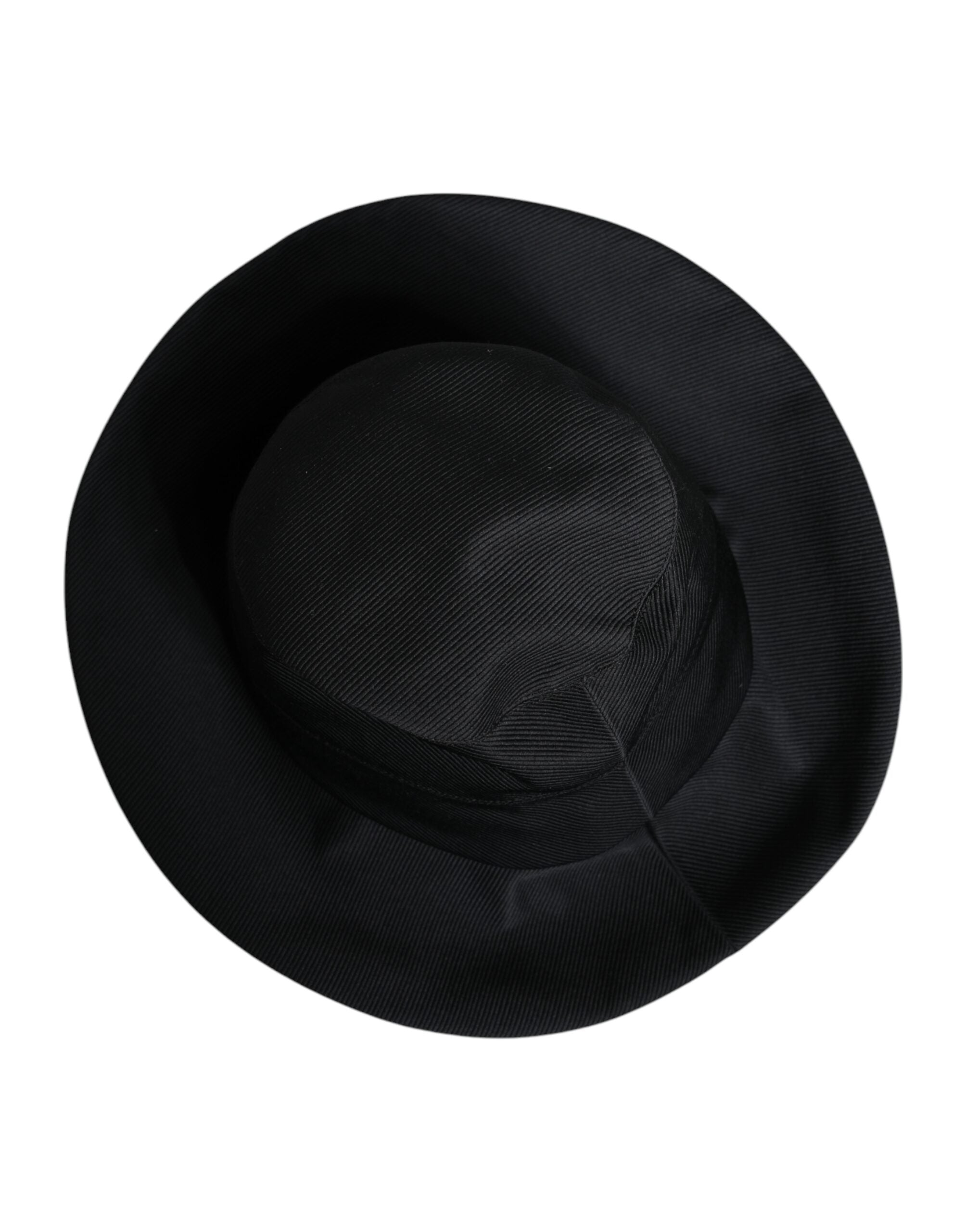 Černý bavlněný klobouk Fedora s širokou krempou